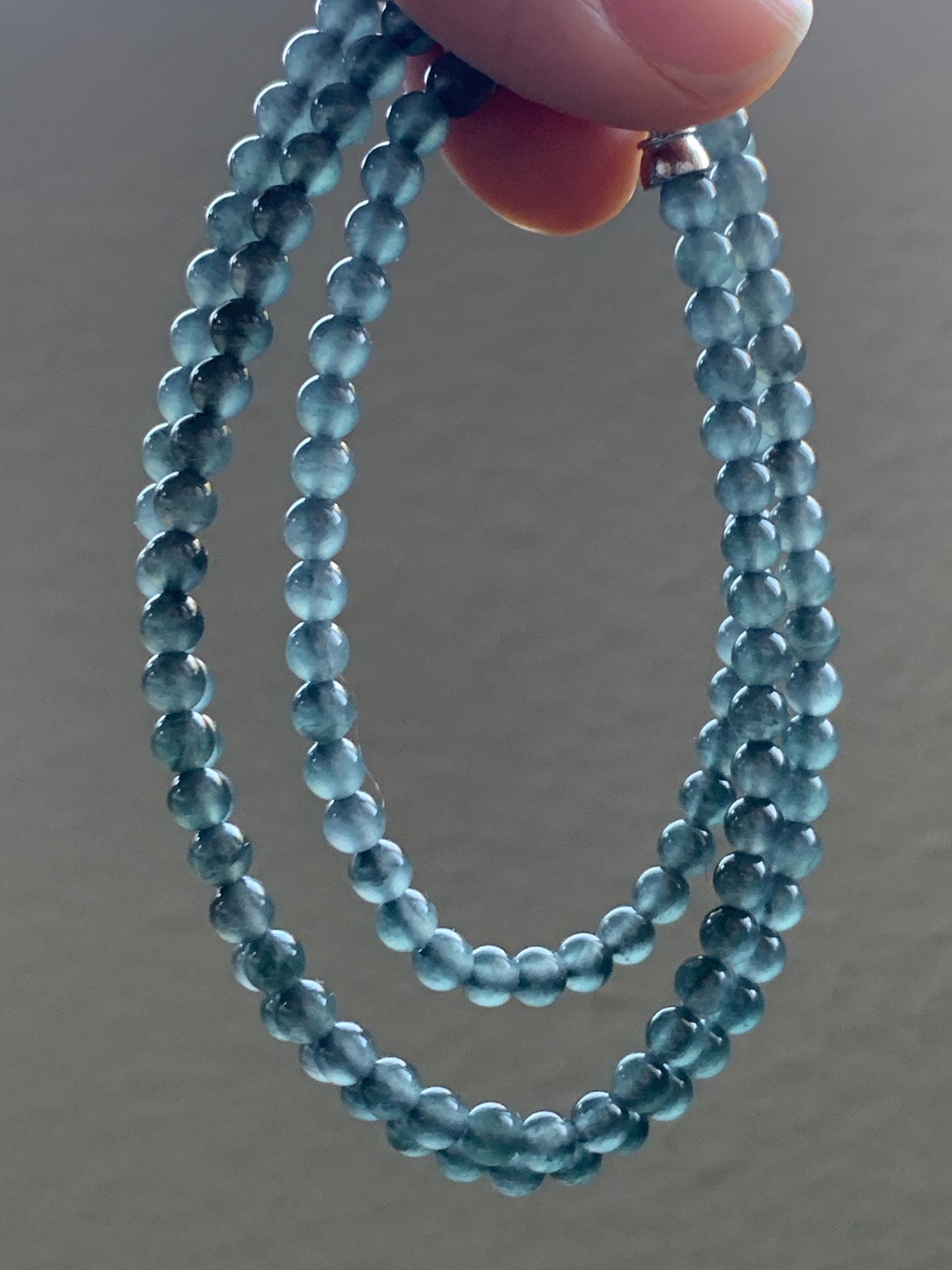 Certified Natural Guatemalan Grade A Icy Highly Translucent Wuji Jadeite Petite Beads Beaded Necklace 4mm 22.75” 18.3g 天然冰胶危起光乌鸡翡翠小珠项链 7855