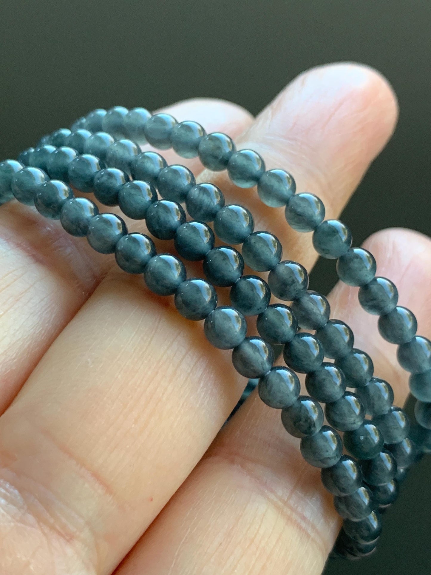 Certified Natural Guatemalan Grade A Icy Highly Translucent Wuji Jadeite Petite Beads Beaded Necklace 4mm 22.75” 18.3g 天然冰胶危起光乌鸡翡翠小珠项链 7855