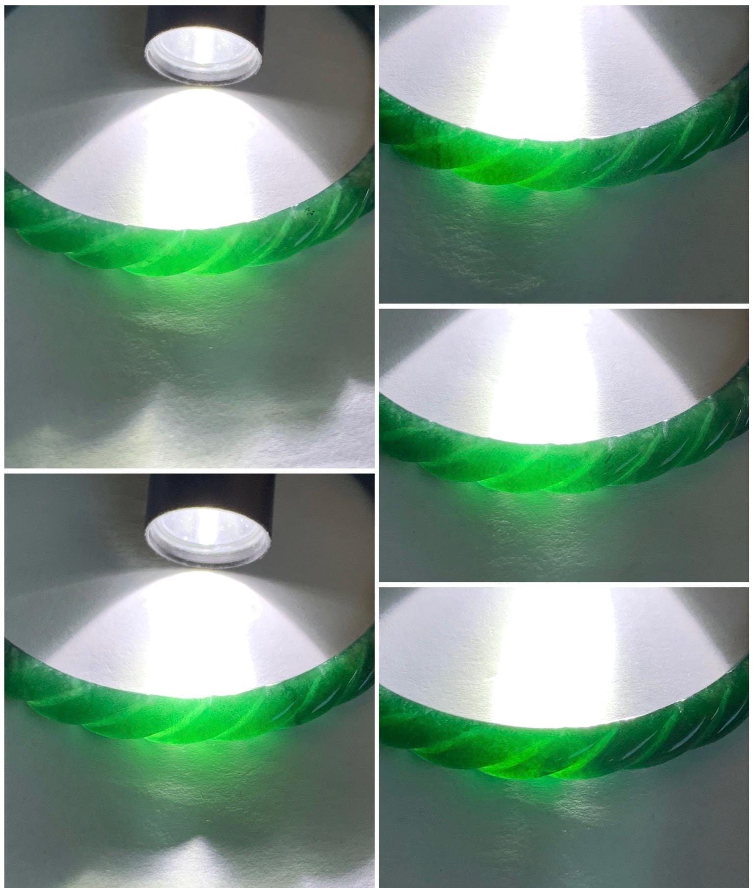 Certified Natural Grade A Icy Translucent Gelatinous Dark Green Jadeite Carved Braid Bangle Bracelet 53.79mm 6.65” 12.45g 天然冰危绿翡翠麻花手镯 1142
