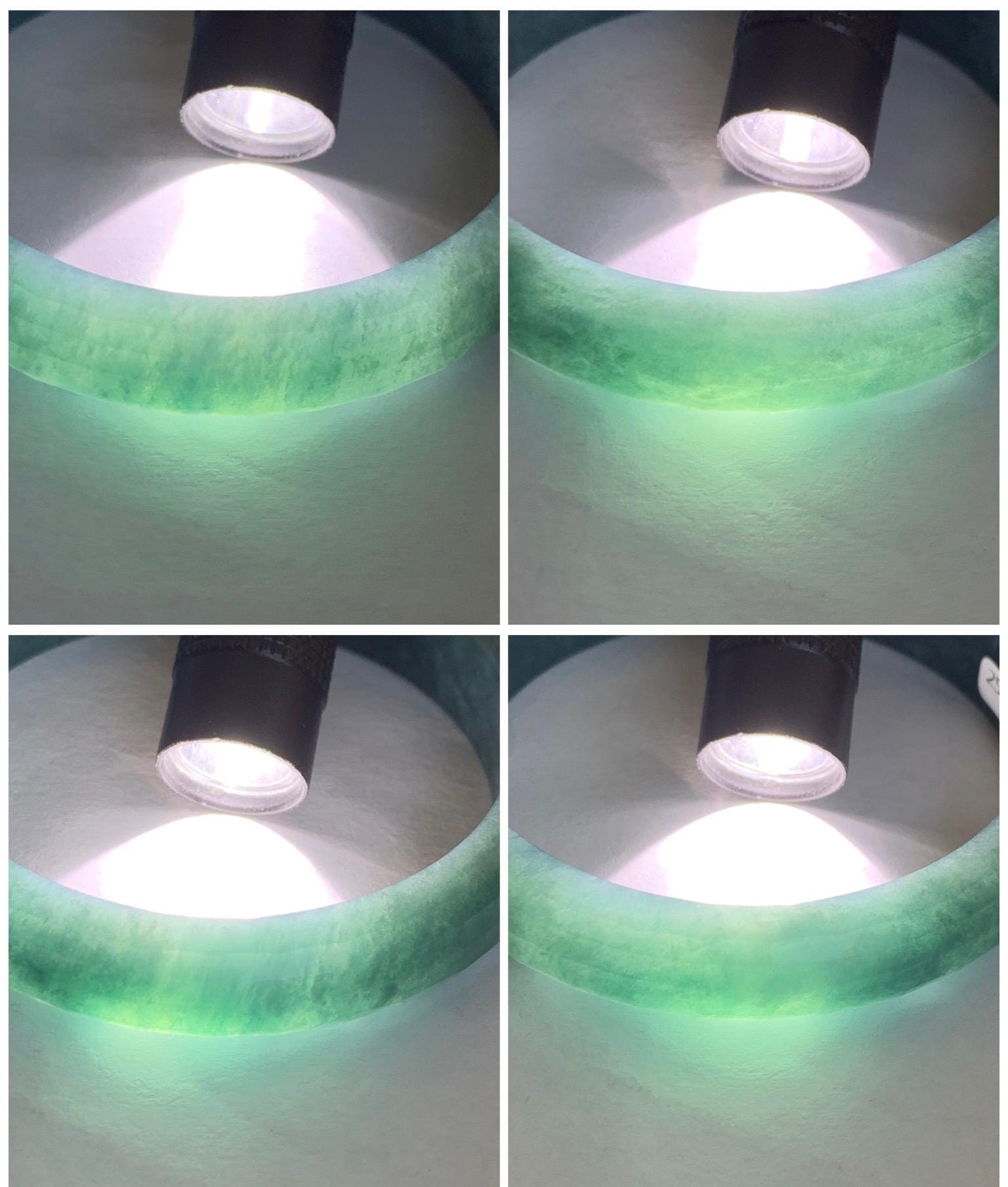 Certified Natural Grade A Guatemalan Icy Translucent Dark Blue Marbled Jadeite Faceted Bangle 56.3mm 11.5x6.8mm 43g 天然老种冰危深蓝翡翠正圈切割面手镯 1356