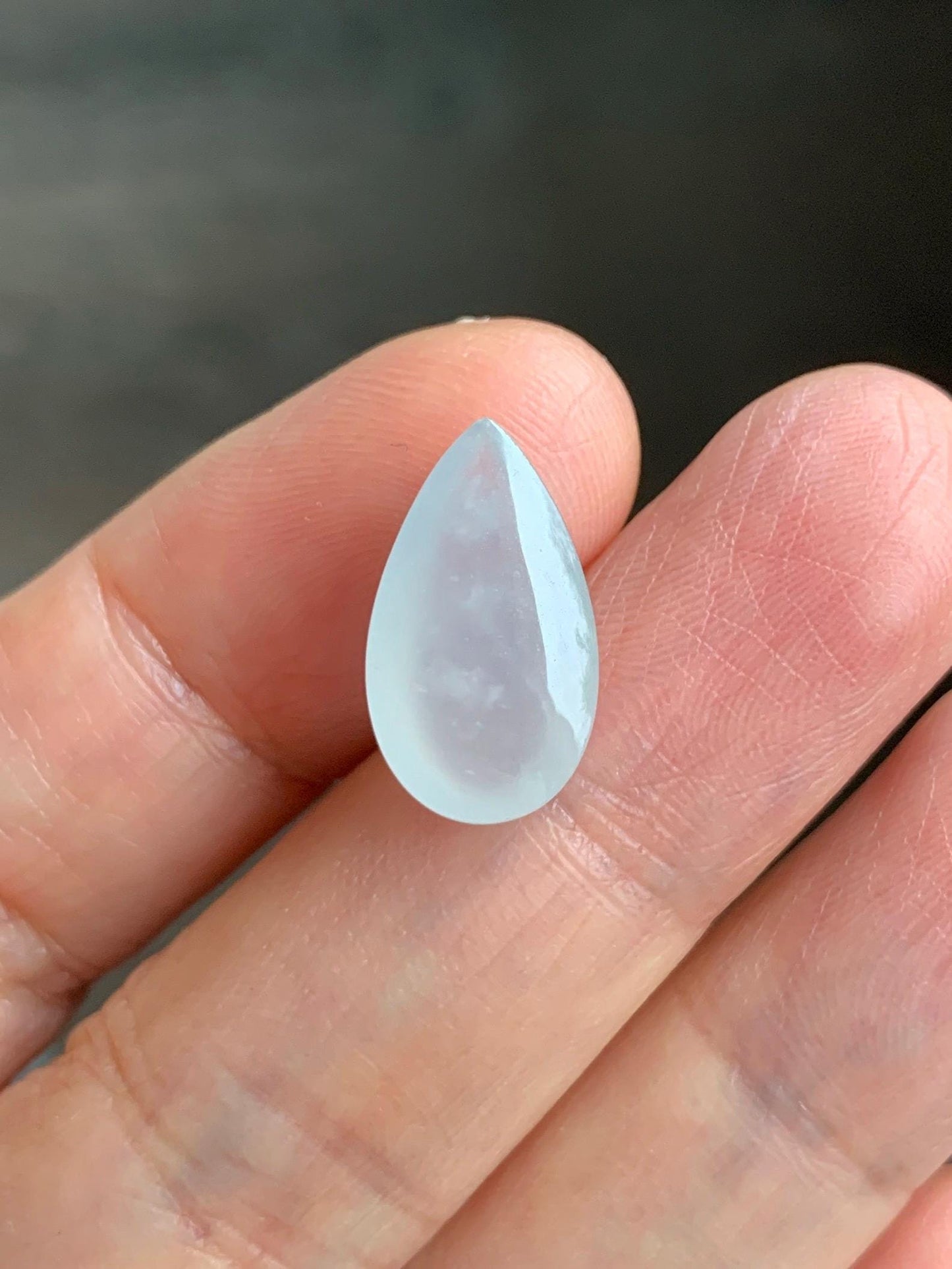 Natural Grade A Old Mine Icy Highly Translucent Gelatinous White Jadeite Teardrop Pear Cabochon Loose Stone 16.99x9.36x6mm 天然老种白冰胶翡翠水滴大蛋面