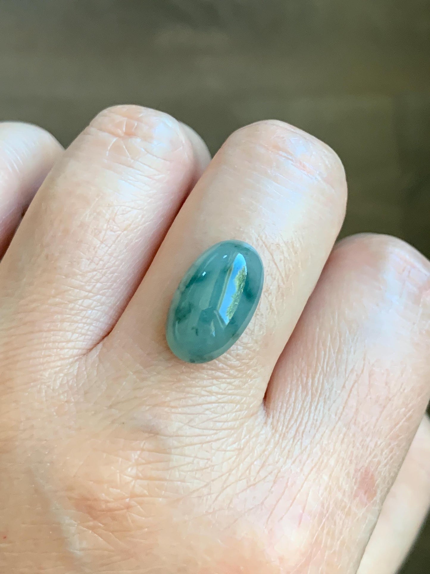 Natural Grade A Icy Translucent Gelatinous Green Marbled Jade Jadeite Oval Cabochon Loose Stone 9.8x16x5.66mm 天然冰胶飘花翡翠椭圆大蛋面 PHM88
