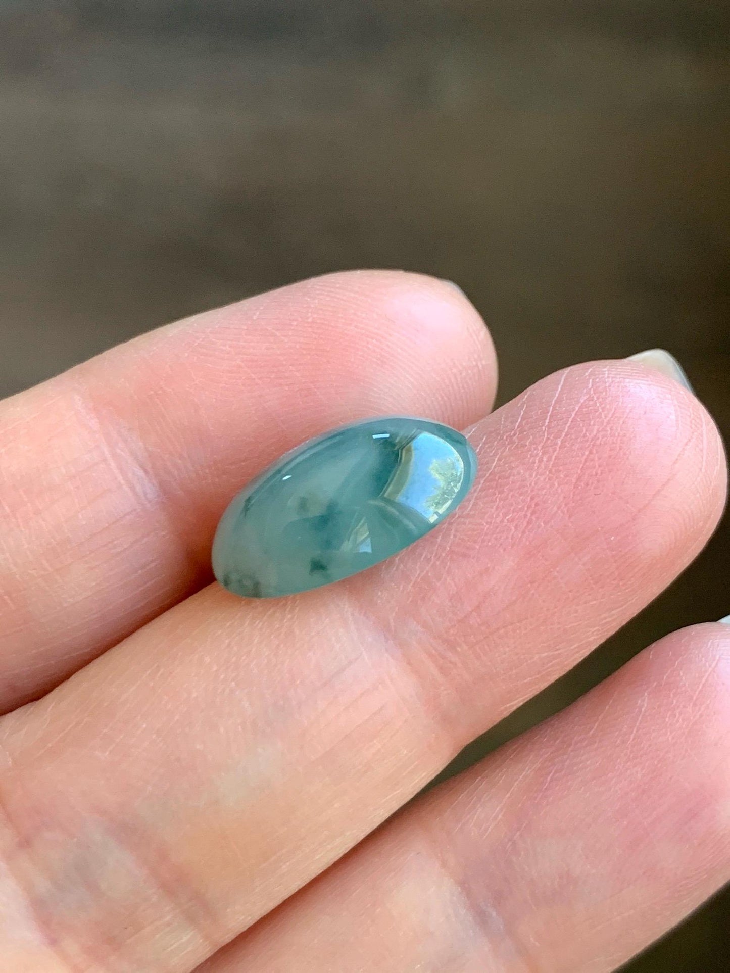Natural Grade A Icy Translucent Gelatinous Green Marbled Jade Jadeite Oval Cabochon Loose Stone 9.8x16x5.66mm 天然冰胶飘花翡翠椭圆大蛋面 PHM88