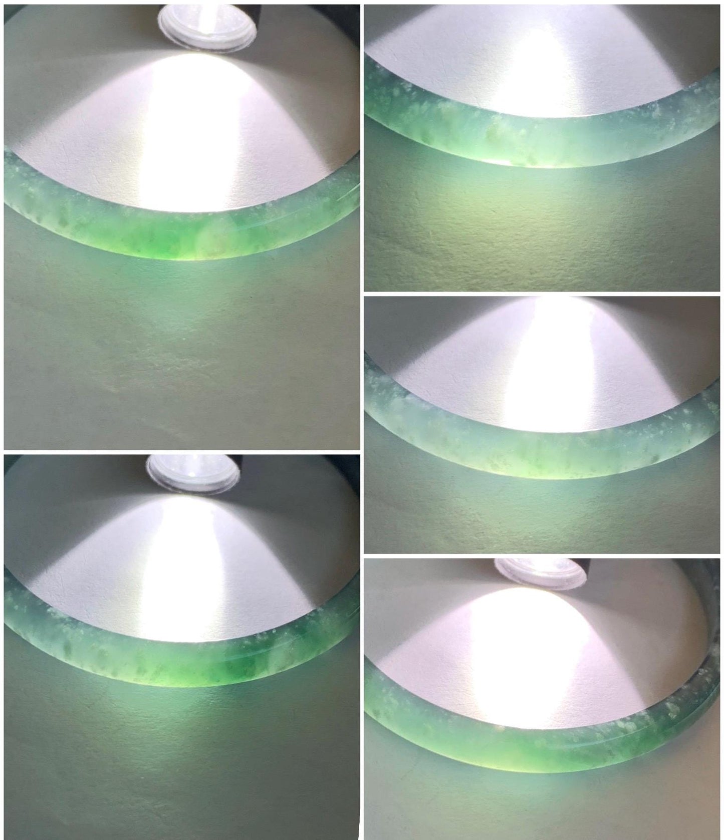 Certified Natural Grade A Guatemalan Icy Highly Translucent Gelatinous Teal Blue Jadeite Slim Bangle 58.8mm 16.35g 天然老种冰胶危蓝飘花翡翠细条手镯 1135