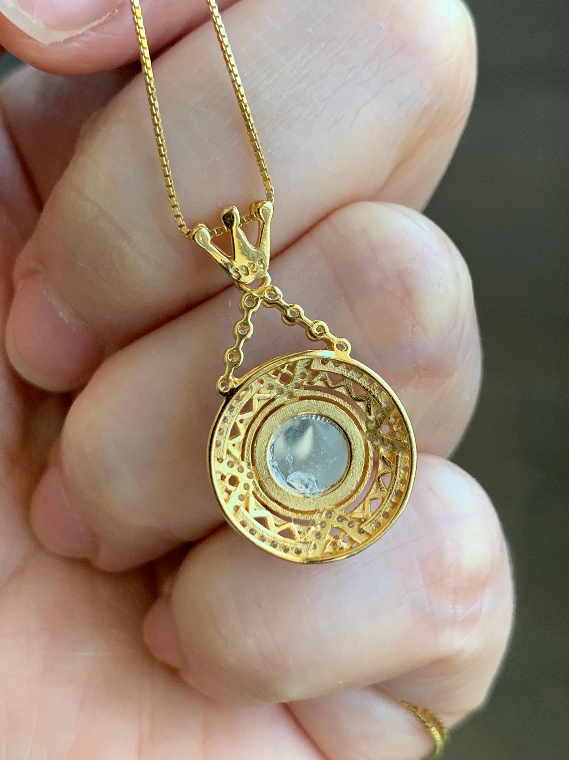 Natural Guatemalan Icy Translucent Vibrant Green Jadeite Ping An Kou Donut Pendant Sterling Silver Yellow Gold Finish 天然冰危绿翡翠迷你平安扣银镶吊坠 MNP66