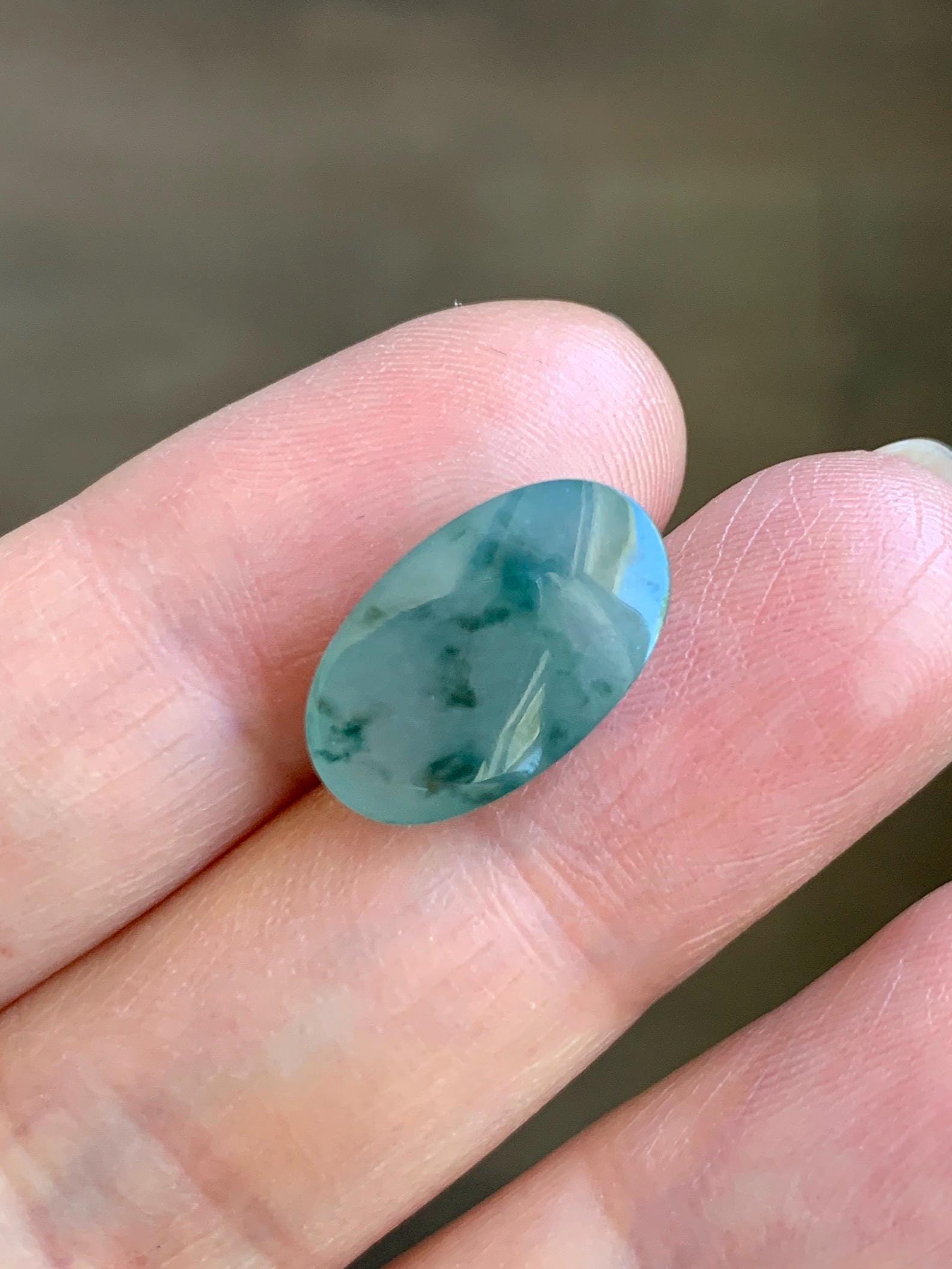 Natural Grade A Icy Translucent Gelatinous Green Marbled Jade Jadeite Oval Cabochon Loose Stone 9.8x16x5.66mm 天然冰胶飘花翡翠椭圆大蛋面 PHM88