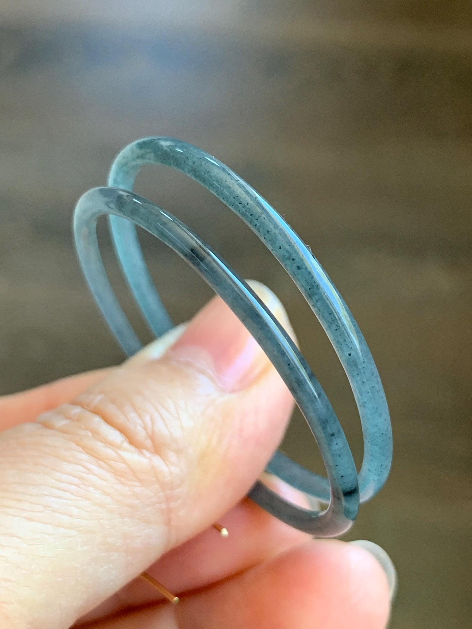 Natural Guatemalan Grade A Icy Highly Translucent Wuji Jade Jadeite Ring Large Hoop Dangle Earrings 14K Gold Plated 天然A货冰危乌鸡翡翠圈包金耳吊 WJD316J