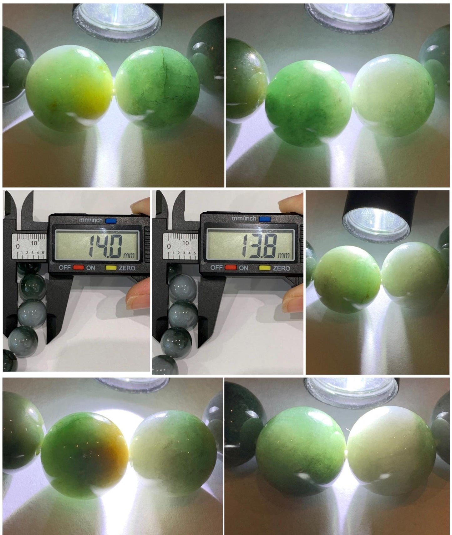 Large Natural Grade A Icy Translucent Bi-Colored Jade Jadeite Mala Beaded Bracelet Stretchy 14mm 8” 73g 天然灰蓝深绿鸳鸯双色翡翠大卡手串 YYDS416