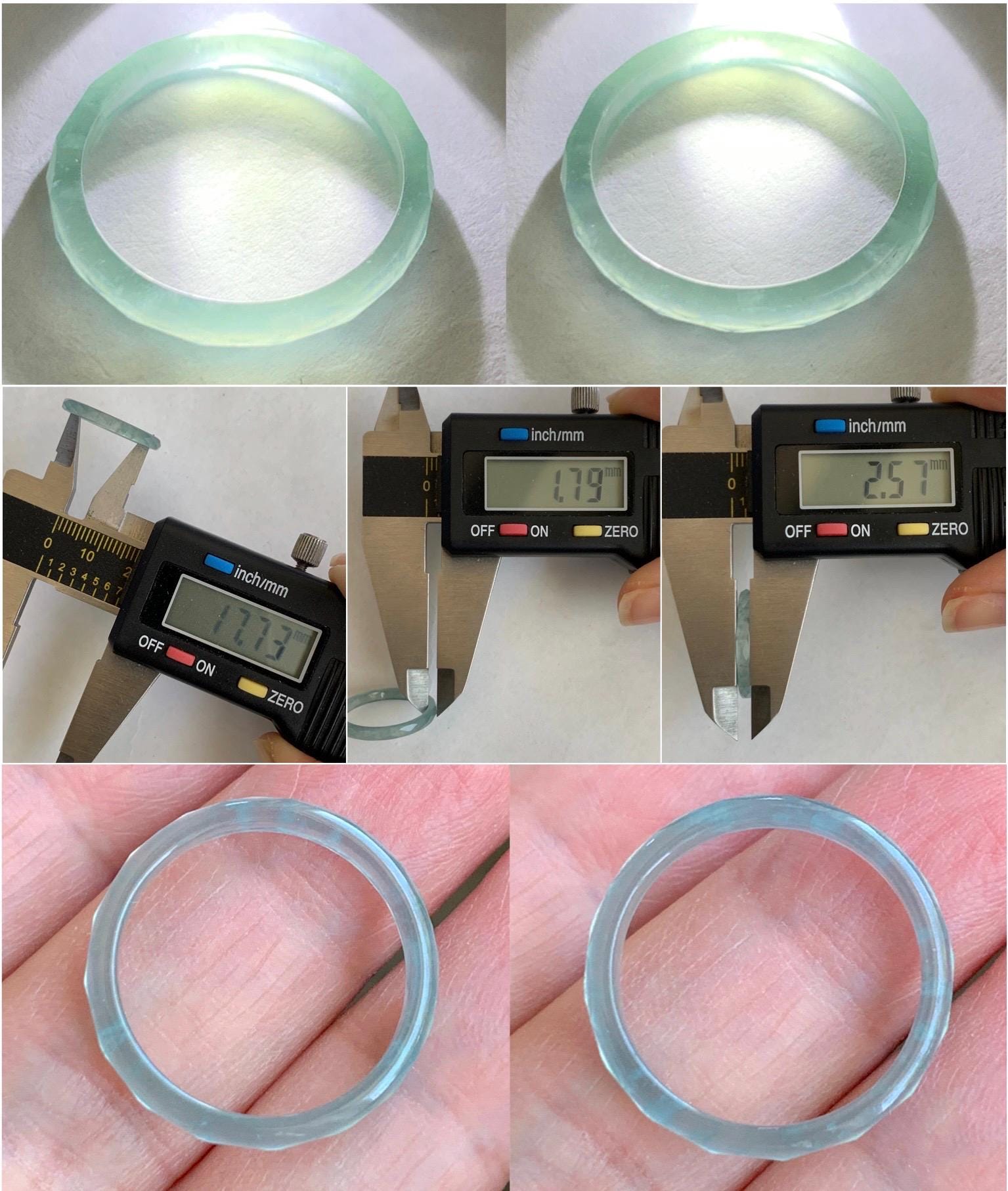 Natural Guatemalan Icy Highly Translucent Gelatinous Pastel Teal Blue Jadeite Diamond Faceted Slim Band Ring Sz 7.25 天然冰危浅蓝起光翡翠切割面戒圈 DLQG-C