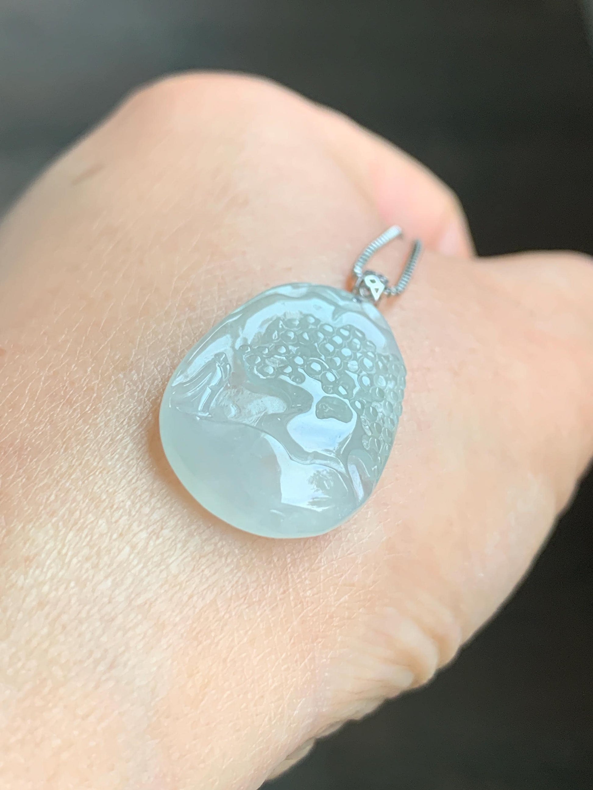 Natural Grade A Icy Translucent Gelatinous Pastel Green Jadeite Shan Shui Landscape Scenery Pendant 18K White Gold 3g 天然冰淡晴底翡翠小山水牌吊坠 XMSH-B