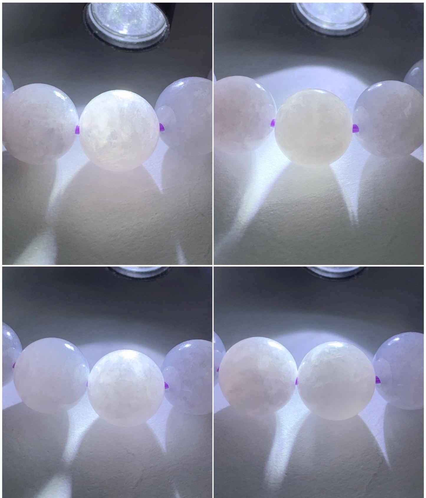Certified Natural Grade A Icy Translucent Pastel Lavender Jadeite Large Beads Beaded Bracelet 12.4mm 7.25” 52.69g 天然冰淡紫底翡翠大卡圆珠手串 2018