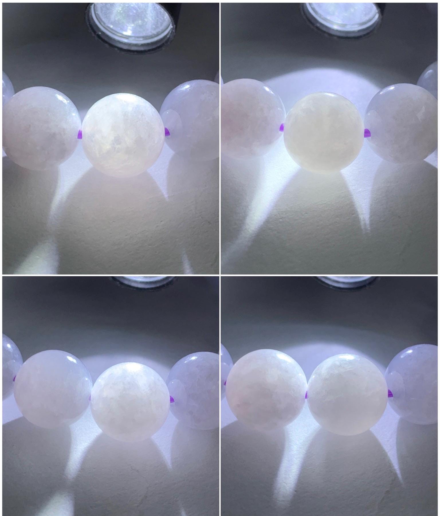 Certified Natural Grade A Icy Translucent Pastel Lavender Jadeite Large Beads Beaded Bracelet 12.4mm 7.25” 52.69g 天然冰淡紫底翡翠大卡圆珠手串 2018