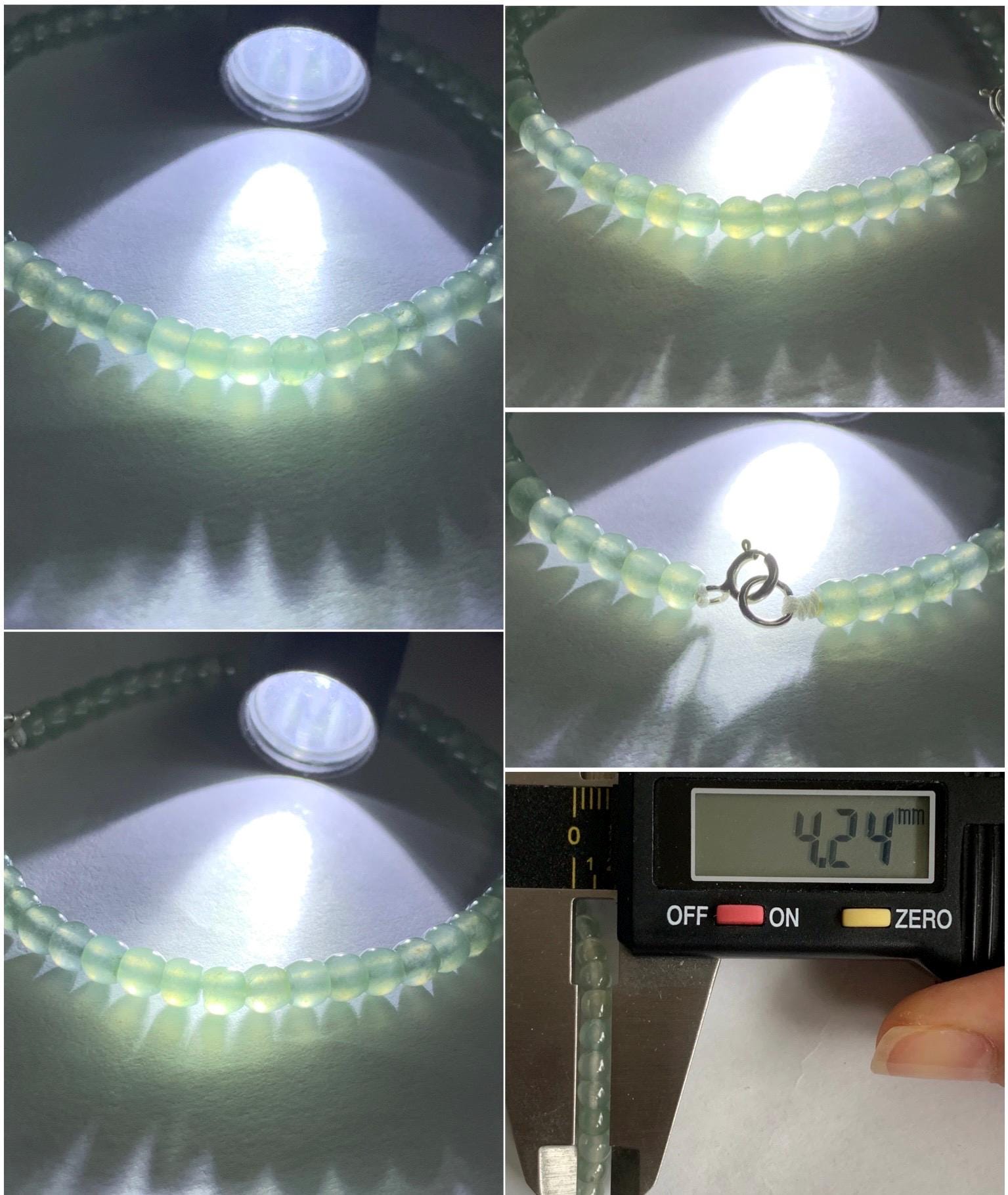 Natural Grade A Icy Highly Translucent Gelatinous Light Green Jadeite Apple Beads Beaded Bracelet SS 4.2mm 7" 6g 天然冰胶晴色翡翠小苹果珠手串 PGZ110A