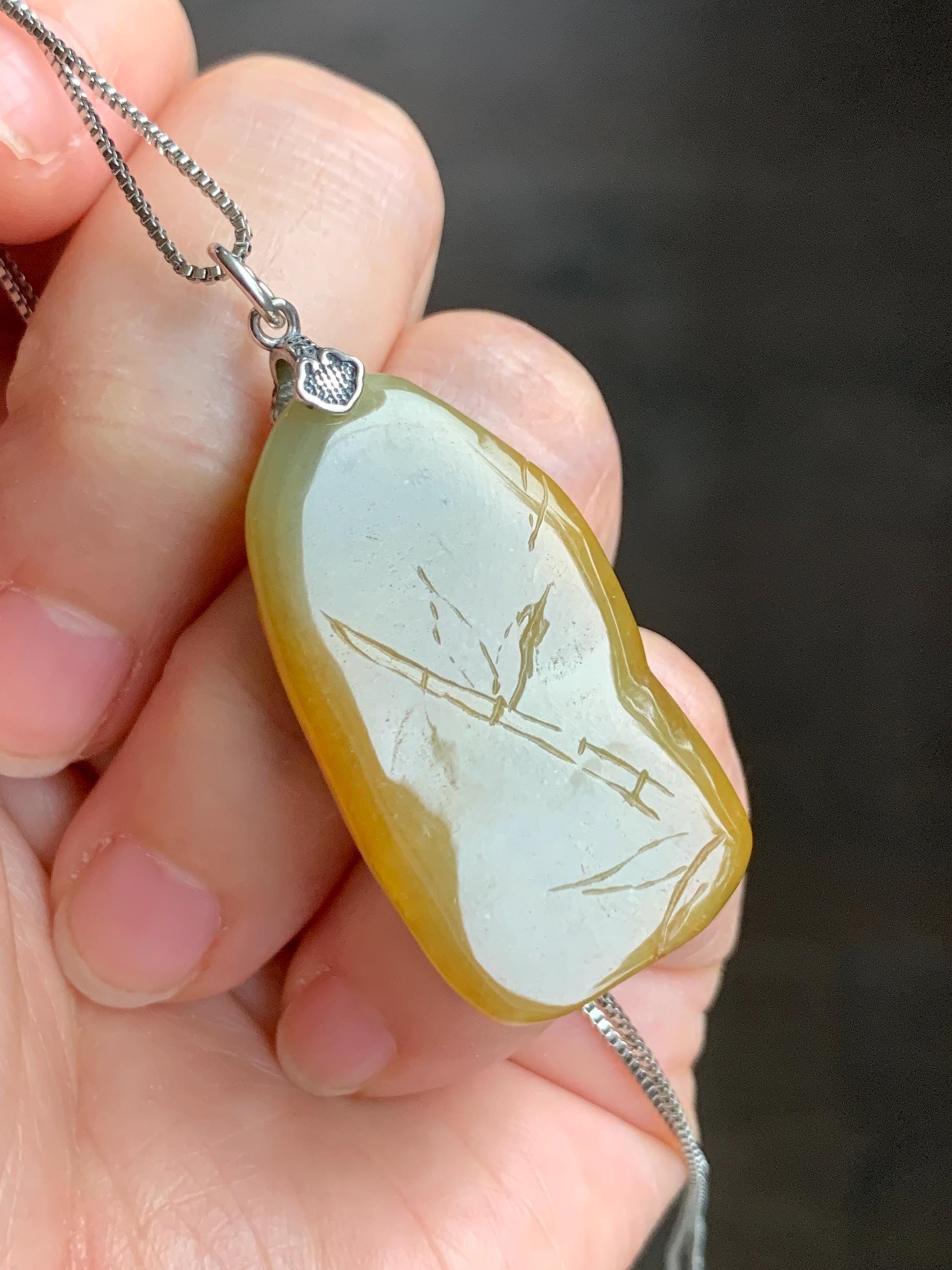 Natural Grade A Guatemalan Icy Translucent Rich Yellow Jadeite Deer Cherry Blossom Pendant Sterling Silver 8g 天然冰危油黄翡翠梅花鹿吊坠挂件 WHL99