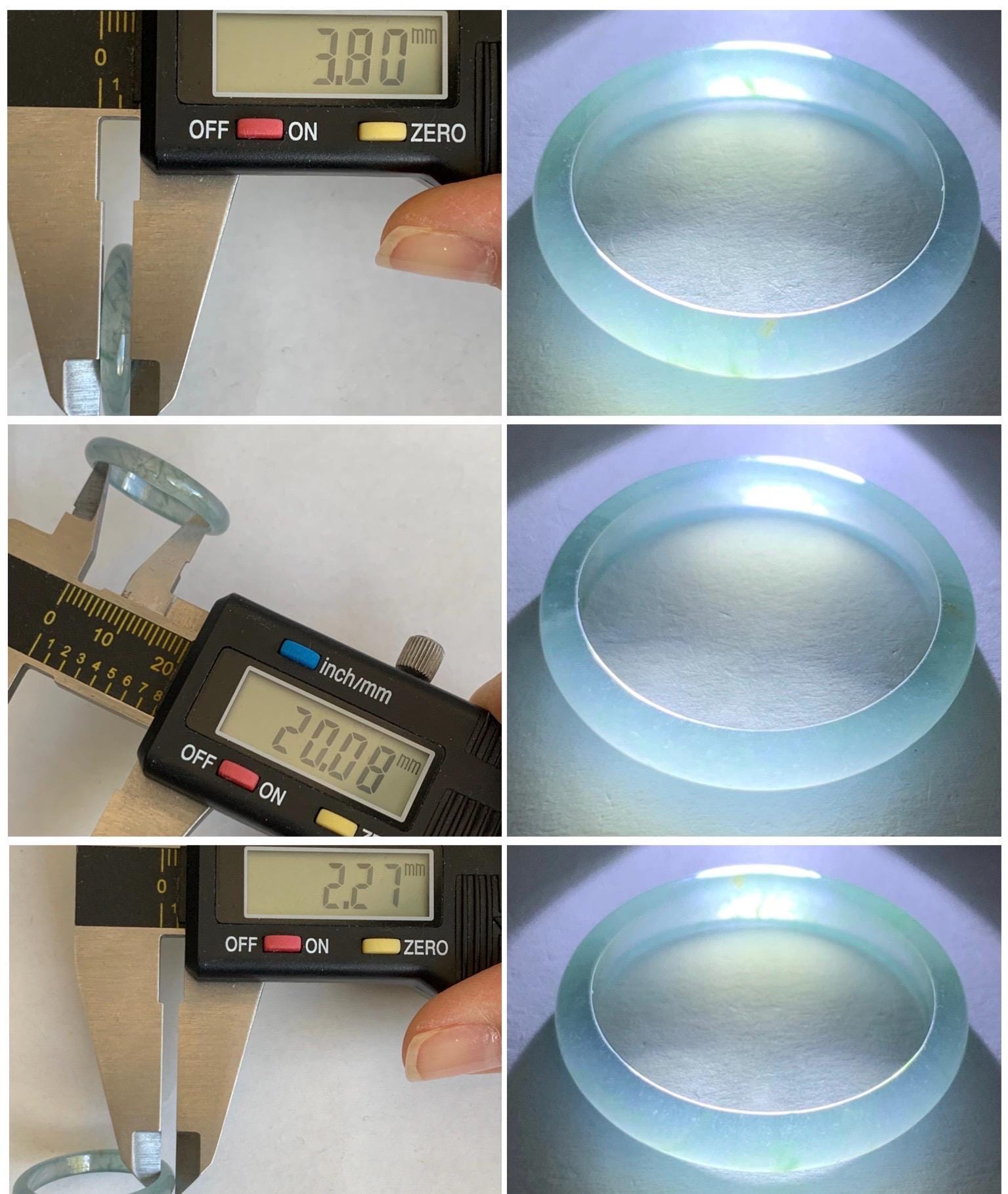 Natural Guatemalan Icy Highly Translucent Gelatinous Pastel Blue Jadeite Band Ring Size 10.25 US 天然冰危浅蓝起光翡翠戒圈 DPH55