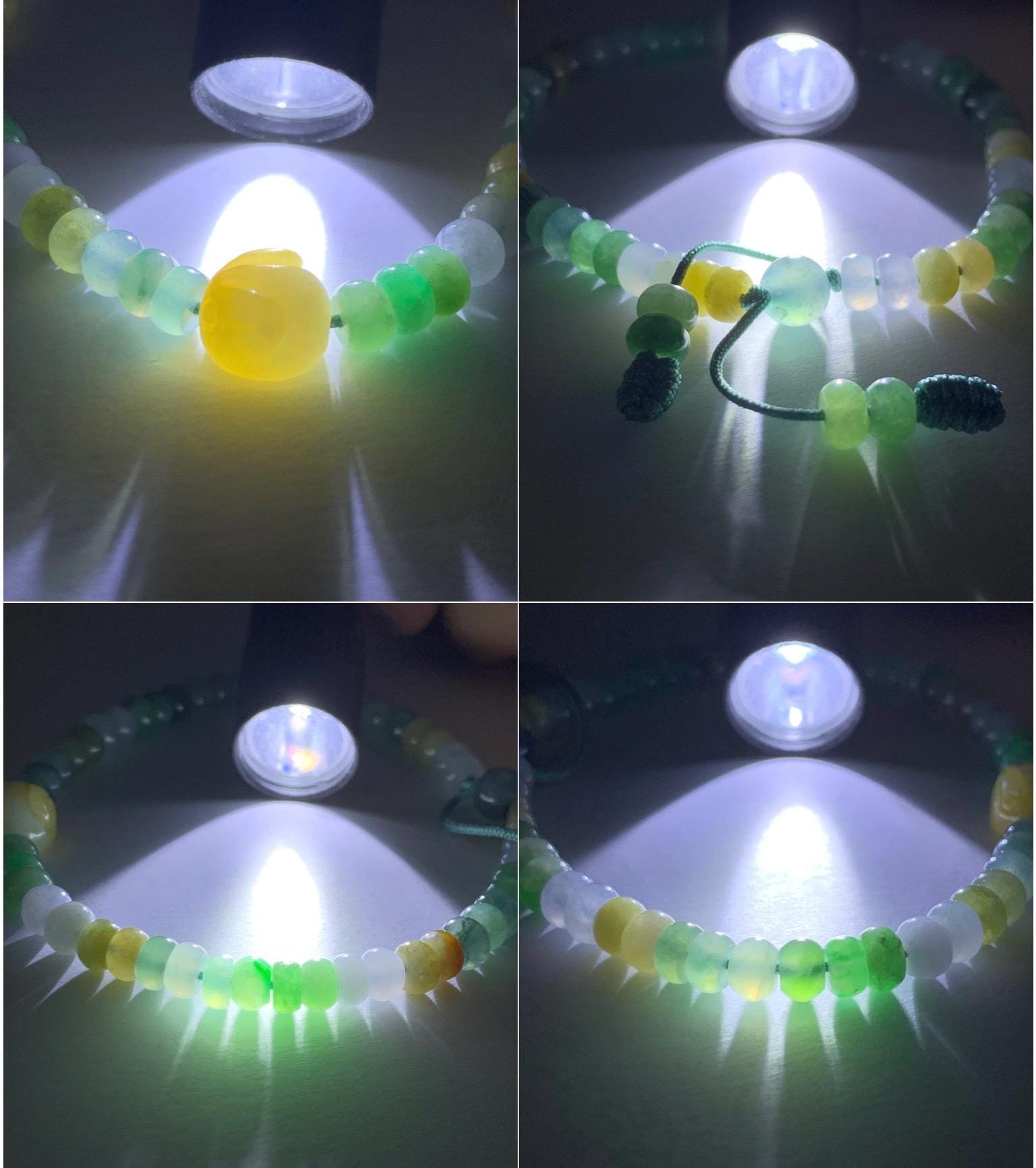 Natural Grade A Icy Translucent Multicolored Jadeite Flat Beads Carved Bunny Rabbit Charm Beaded Bracelet 7.25" 天然冰多宝翡翠算盘珠黄翡面包兔手串 DBSP297