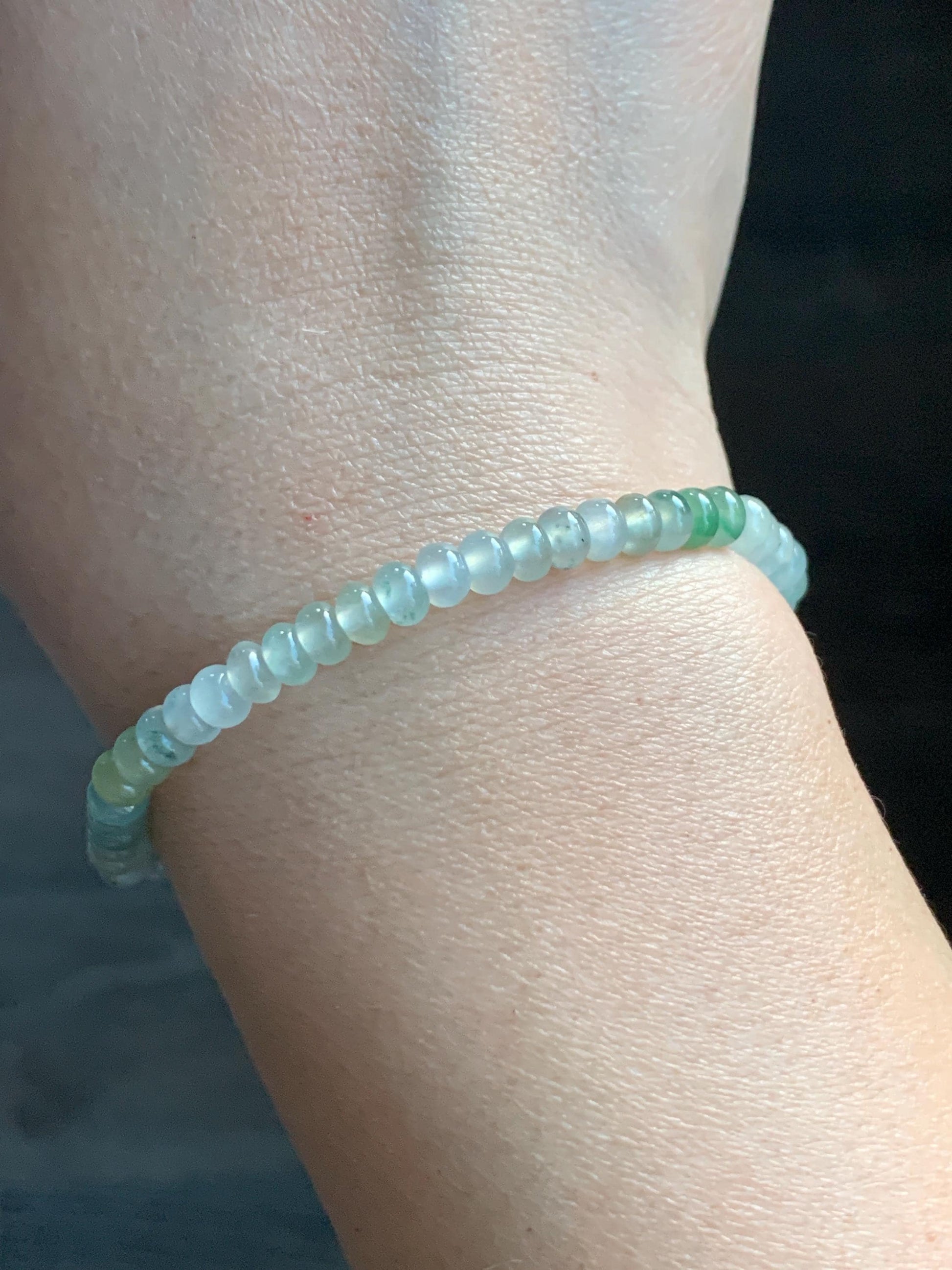 Natural Grade A Icy Highly Translucent Pastel Green Jadeite Petite Drum Beads Barrel Bead Beaded Bracelet 6.5” 8g 天然冰胶起光晴底翡翠小鼓珠桶珠手串 BQT242