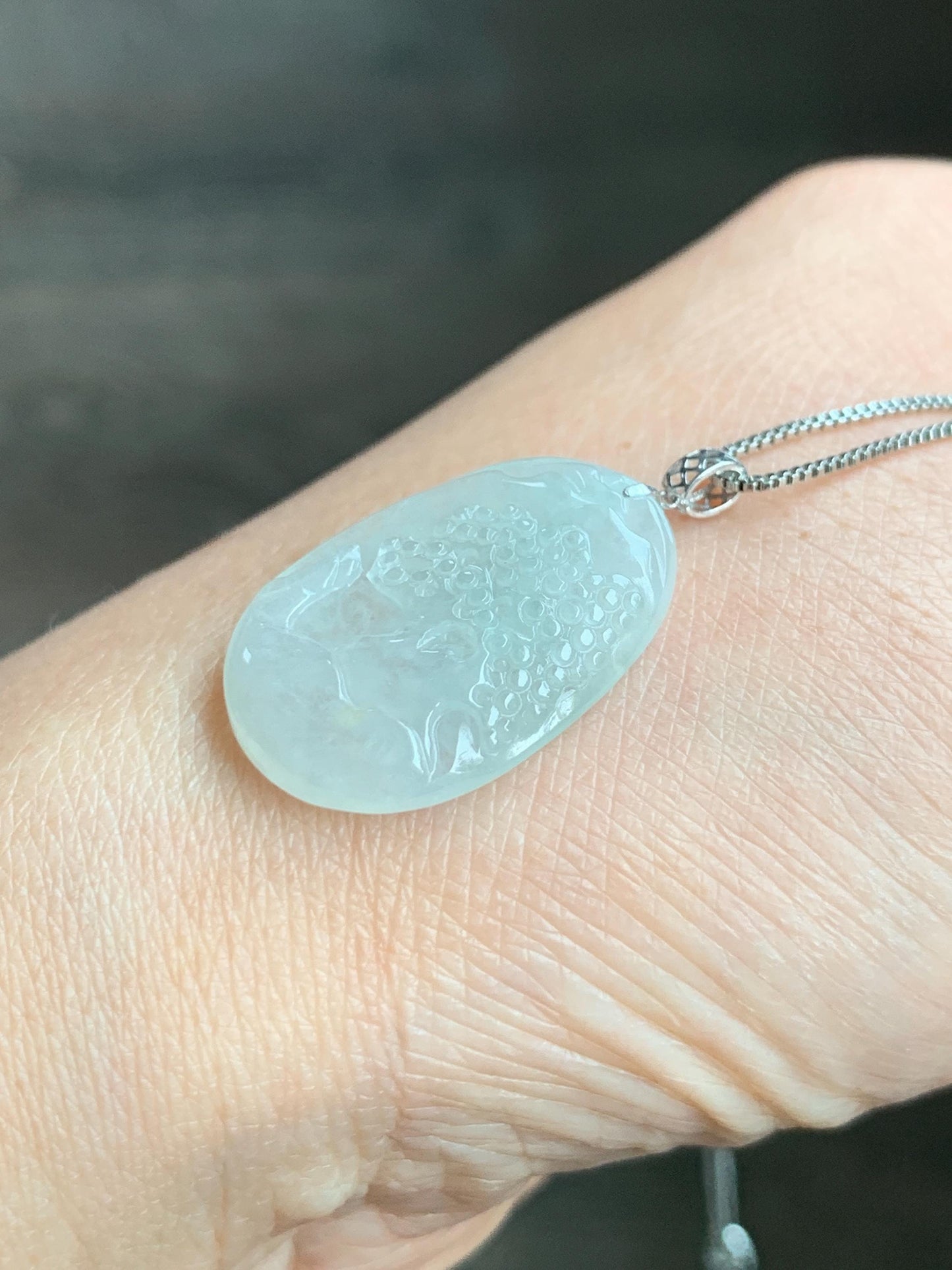 Natural Grade A Icy Translucent Gelatinous Pastel Green Jadeite Shan Shui Landscape Scenery Pendant 18K White Gold 3g 天然冰淡晴底翡翠小山水牌吊坠 XMSH-B