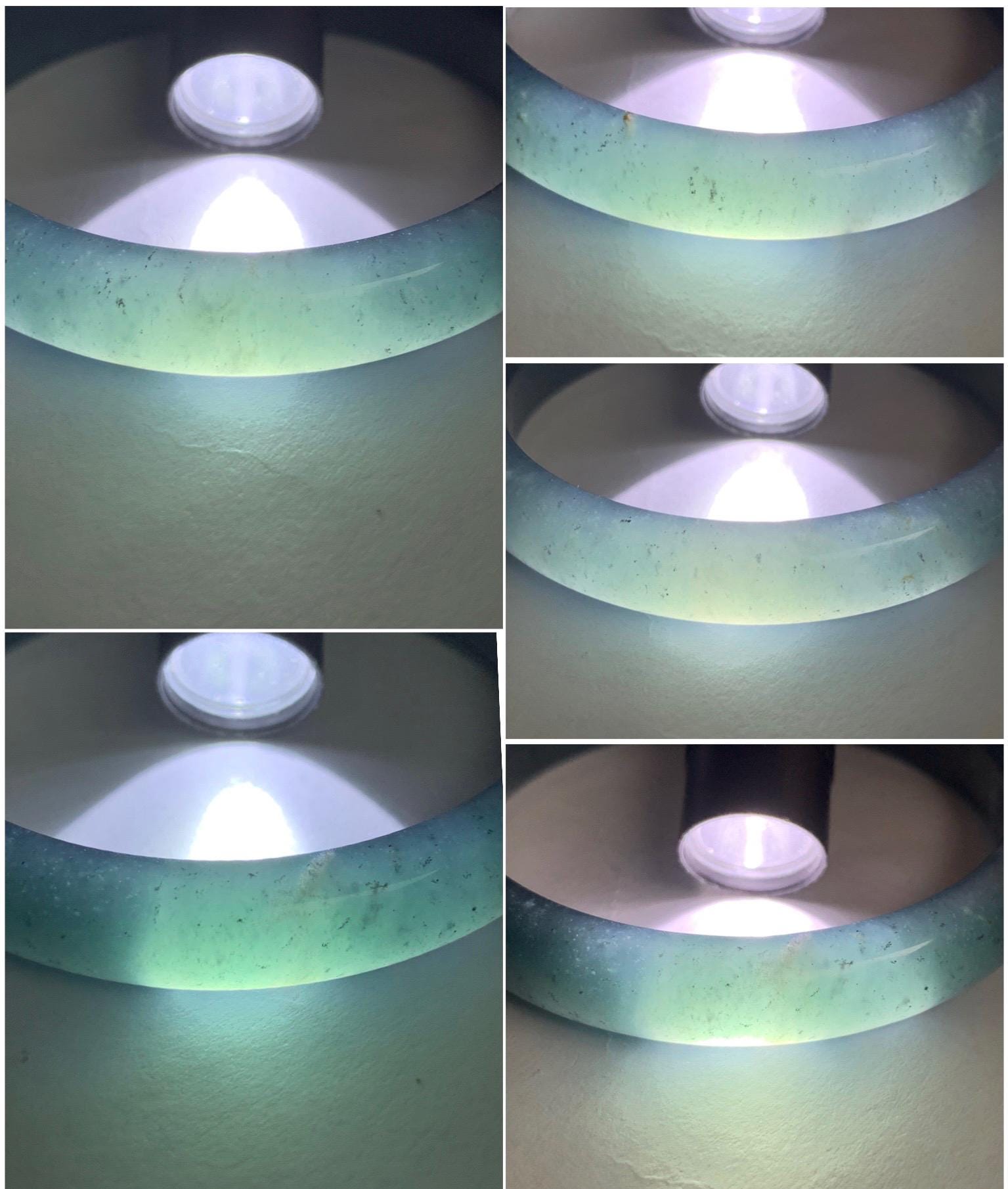Certified Natural Grade A Guatemalan Icy Translucent Gelatinous Dusty Teal Blue Jadeite Bangle Bracelet 55.7mm 37.7g 天然老种冰胶危蓝绿翡翠正圈手镯 9972