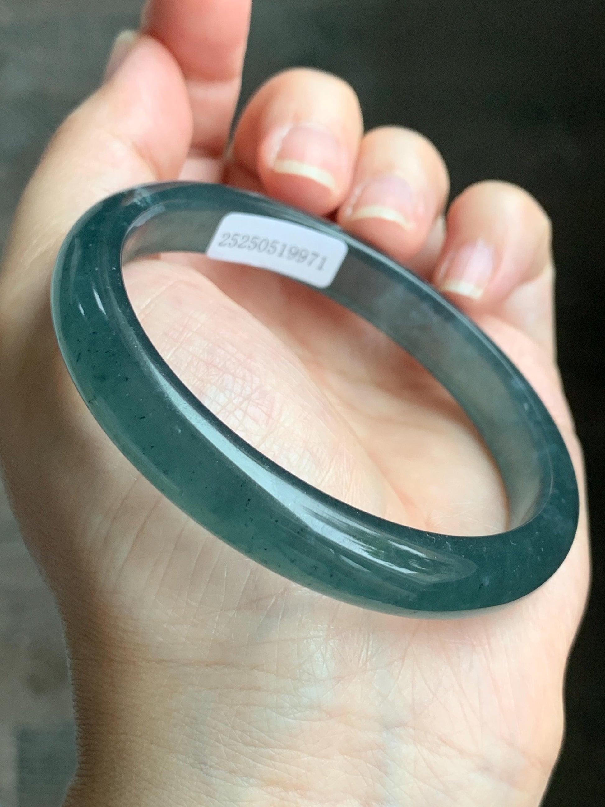 Certified Natural Grade A Guatemalan Icy Translucent Gelatinous Dusty Teal Blue Jadeite Bangle Bracelet 59.6mm 40.29g 天然老种冰胶危蓝绿翡翠正圈手镯 9971