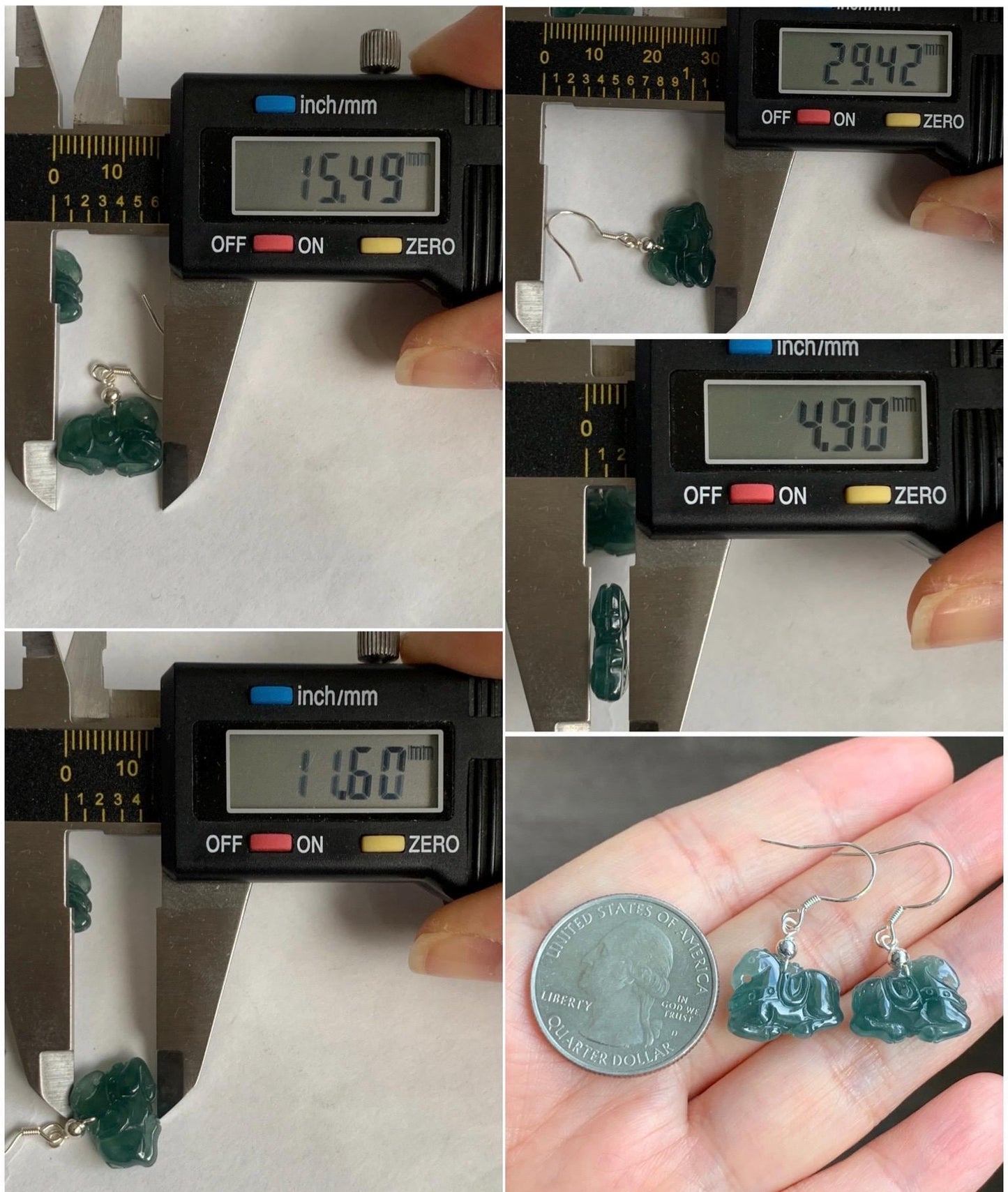 Natural Guatemalan Grade A Icy Highly Translucent Dark Teal Blue Jadeite Carved Tang Horse Dangle Earrings Sterling Silver 天然冰危蓝翡翠小唐马银耳钩 TM2