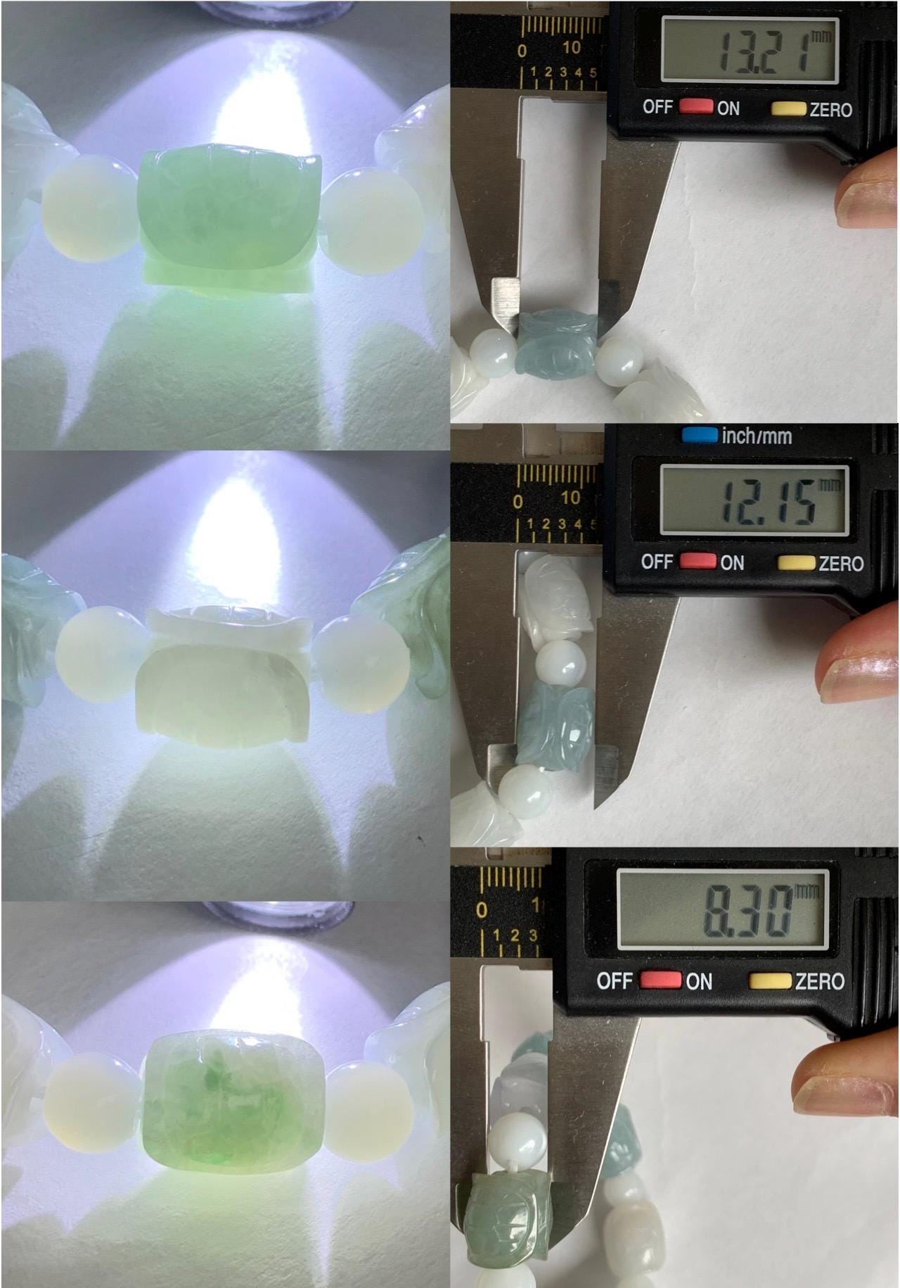 Natural Grade A Icy Translucent Multicolored Jade Jadeite Carved Turtle Shell Charm Beaded Bracelet 8” 46g Stretchy 天然冰多宝色翡翠富甲玛瑙手串 FJD336