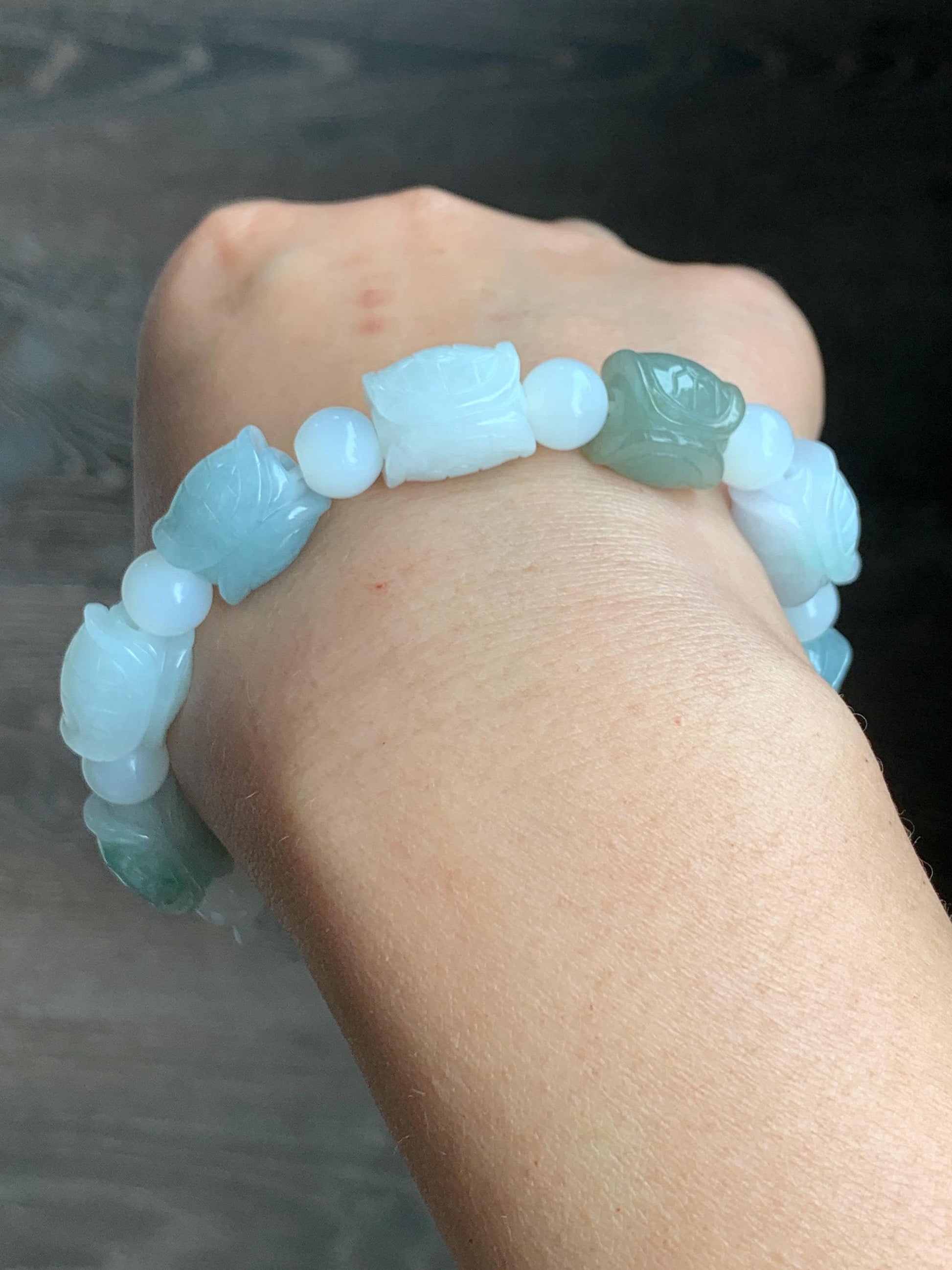Natural Grade A Icy Translucent Multicolored Jade Jadeite Carved Turtle Shell Charm Beaded Bracelet 8” 46g Stretchy 天然冰多宝色翡翠富甲玛瑙手串 FJD336
