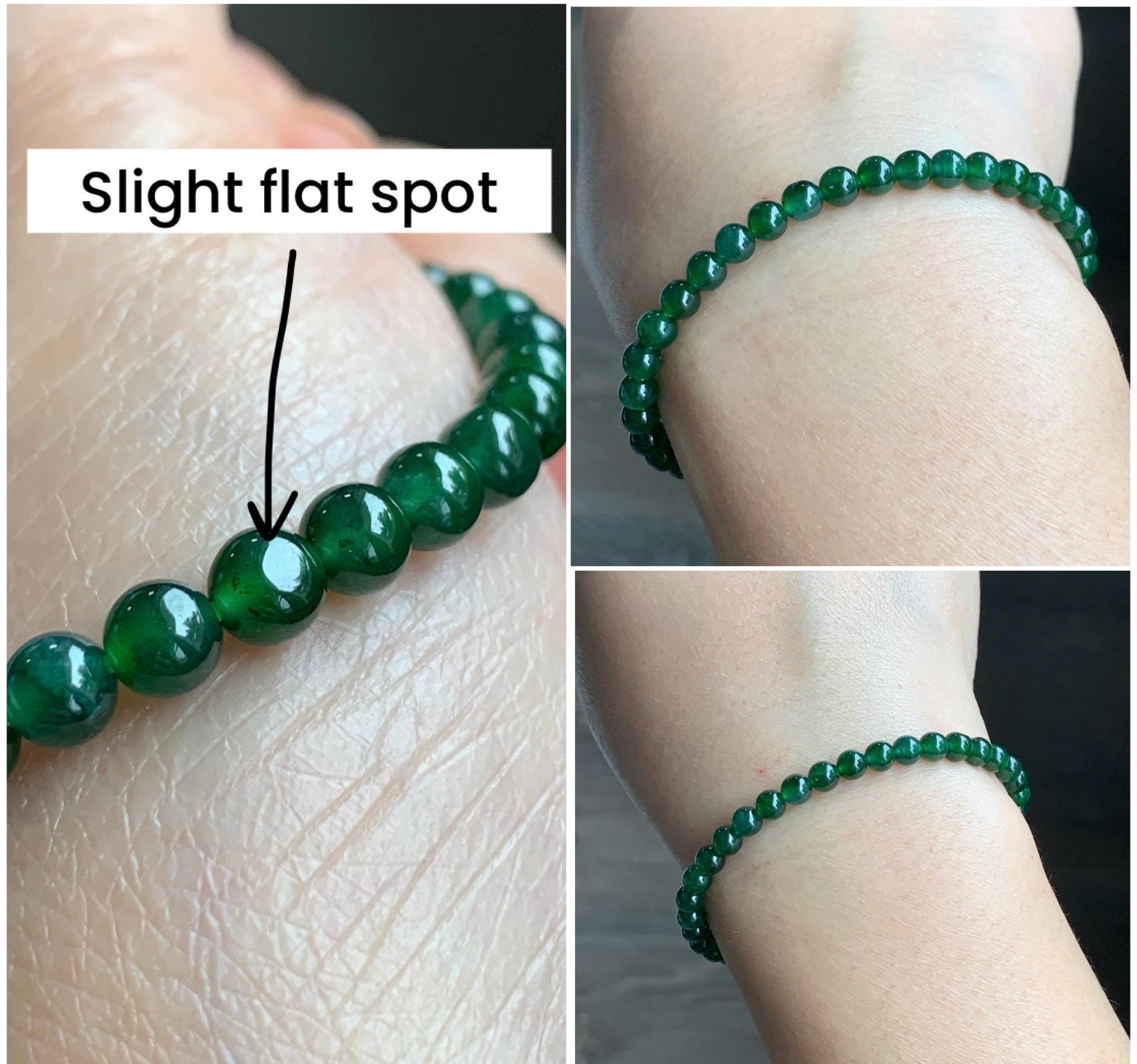 Natural Grade A Guatemalan Icy Translucent Vibrant Jade Jadeite Petite Beads Beaded Bracelet 4.6mm 6.75” 8g 天然冰危绿翡翠小圆珠手串 ZWL330