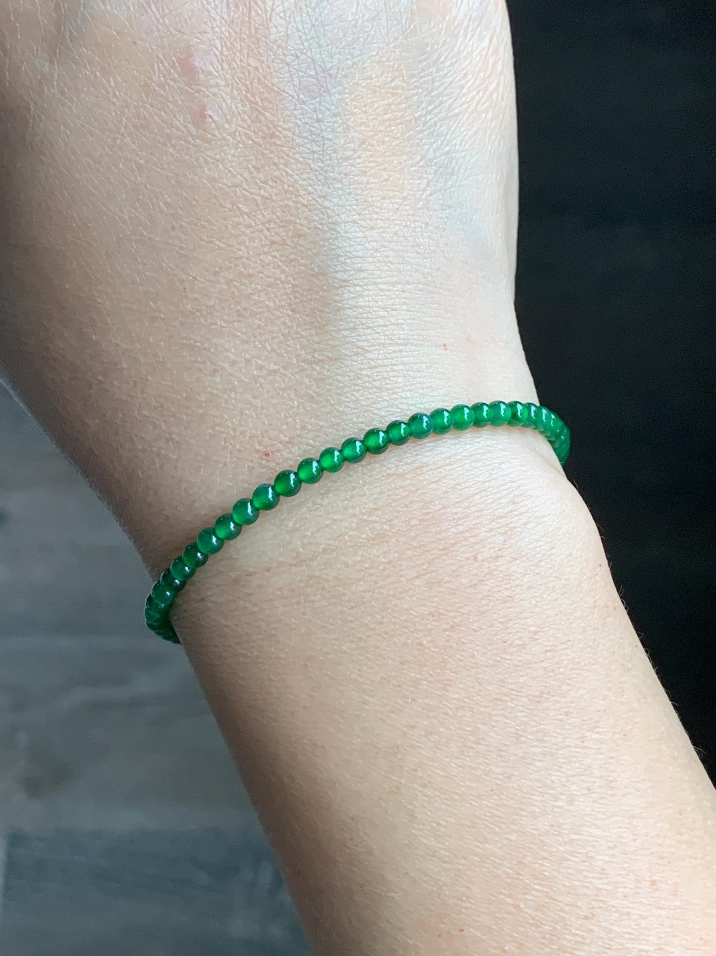 Natural Grade A Guatemalan Icy Highly Translucent Vibrant Jade Jadeite Petite Beads Beaded Bracelet 3mm 7.25” 4g 天然冰危绿翡翠小圆珠手串 WXM165