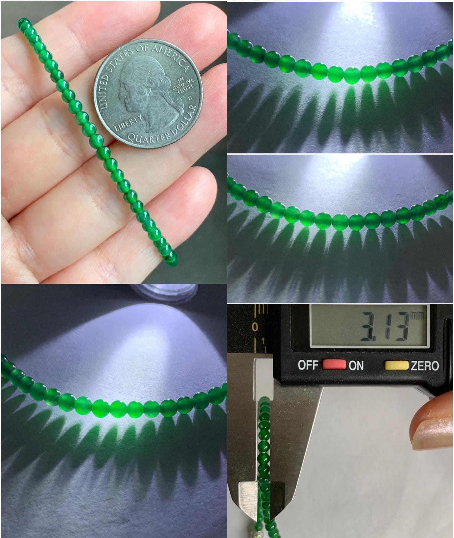 Natural Grade A Guatemalan Icy Highly Translucent Vibrant Jade Jadeite Petite Beads Beaded Bracelet 3mm 7.25” 4g 天然冰危绿翡翠小圆珠手串 WXM165