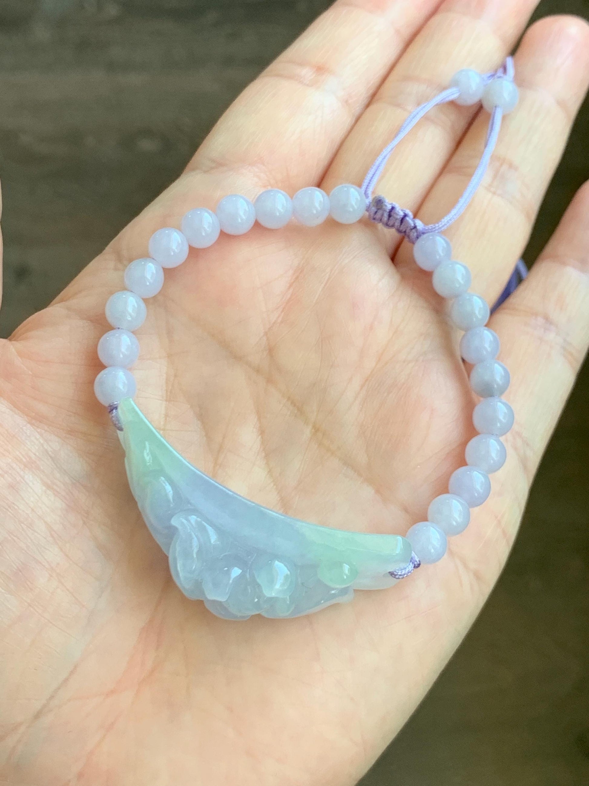 Certified Natural Grade A Icy Translucent Pastel Spring Colored Jadeite Carved Lotus Flower Cuff Beaded Bracelet 6.75” 天然冰胶春彩翡翠莲花手牌手串 0350