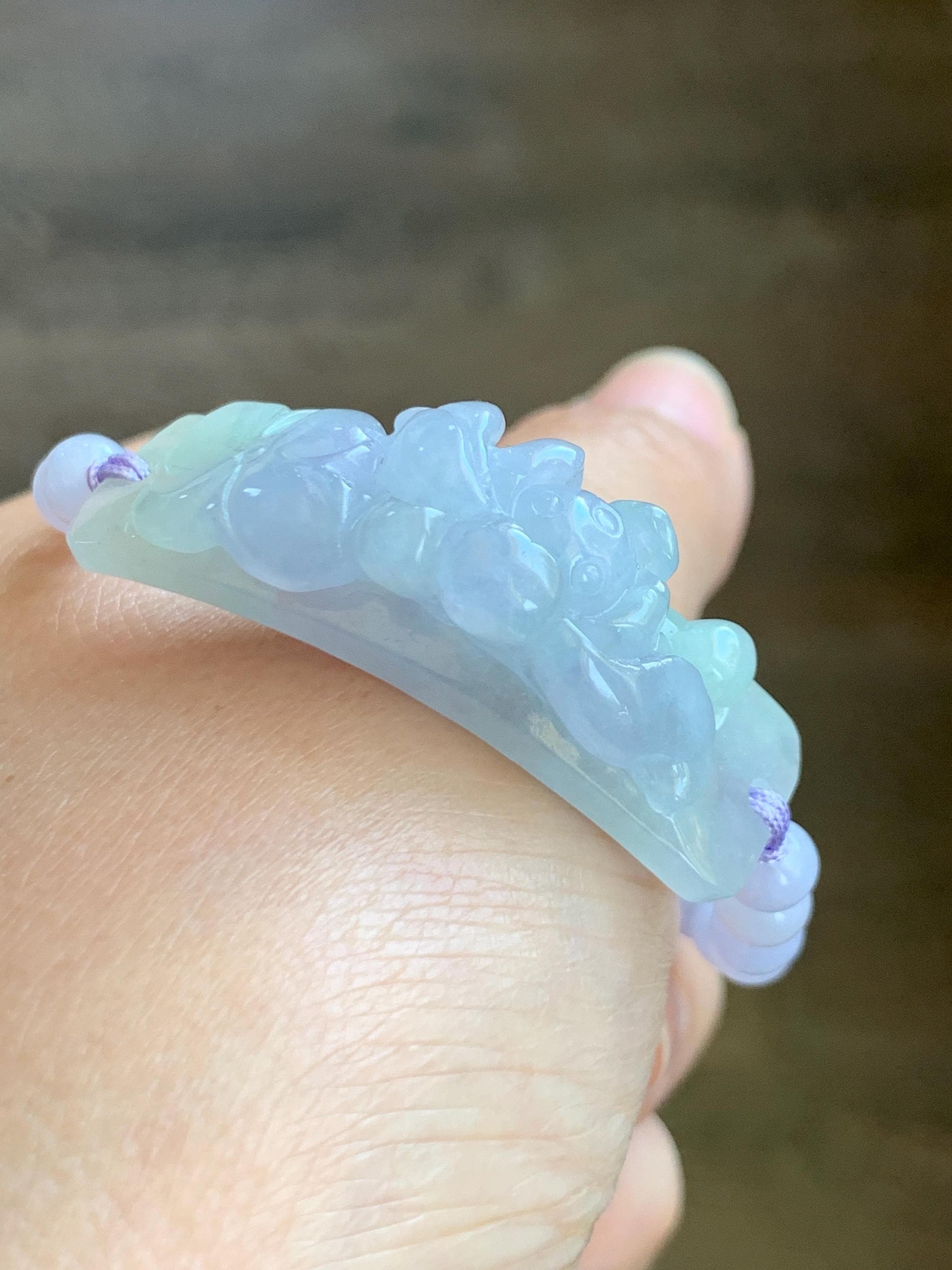 Certified Natural Grade A Icy Translucent Pastel Spring Colored Jadeite Carved Lotus Flower Cuff Beaded Bracelet 6.75” 天然冰胶春彩翡翠莲花手牌手串 0350