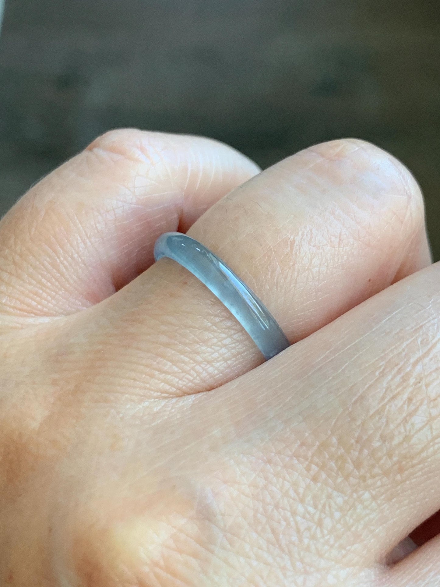 Natural Grade A Guatemalan Icy Highly Translucent Pastel Blue Jade Jadeite Band Ring Size 7.25 US 天然冰危起光浅蓝翡翠戒圈 LBW210F