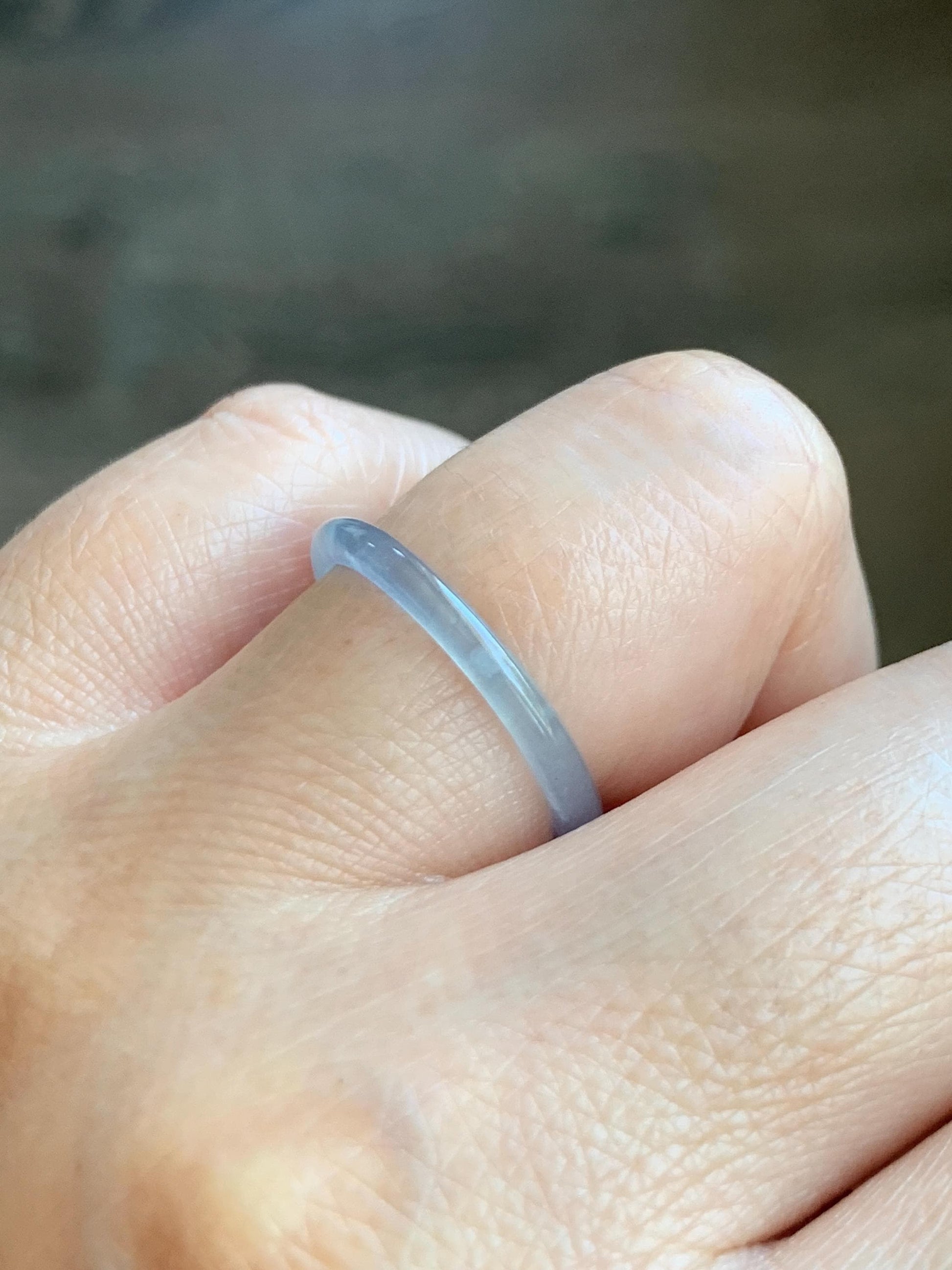 Natural Grade A Guatemalan Icy Highly Translucent Pastel Blue Jade Jadeite Band Ring Size 7.75 US 天然冰危起光浅蓝翡翠戒圈 LBW210E