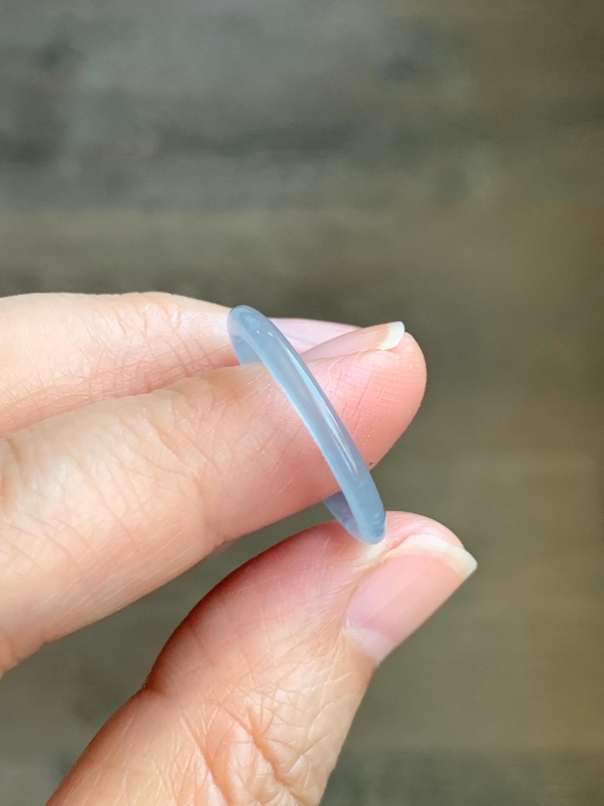 Natural Grade A Guatemalan Icy Highly Translucent Pastel Blue Jade Jadeite Band Ring Size 8.25 US 天然冰危起光浅蓝翡翠戒圈 LBW210D