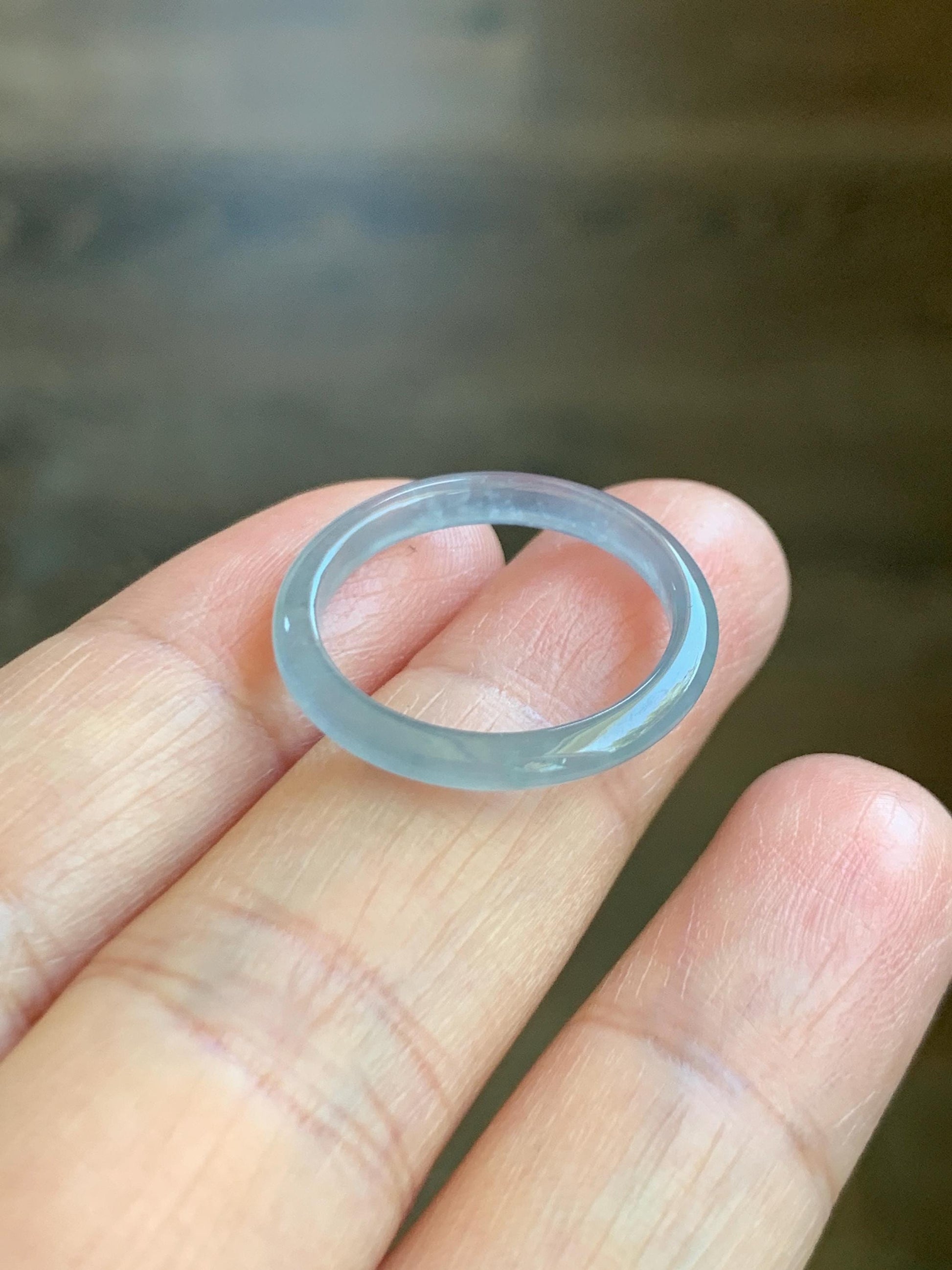 Natural Grade A Guatemalan Icy Highly Translucent Pastel Blue Jade Jadeite Band Ring Size 7.25 US 天然冰危起光浅蓝翡翠戒圈 LBW210C