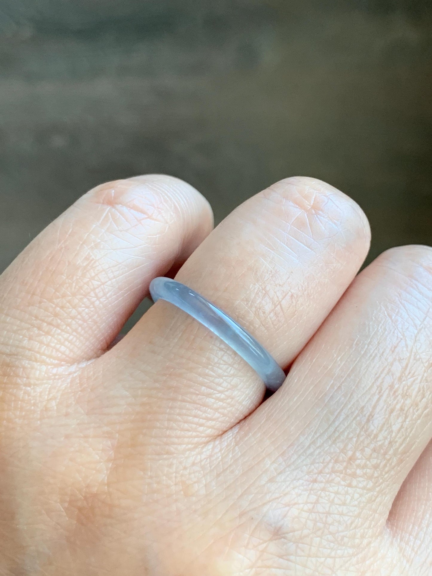 Natural Grade A Guatemalan Icy Highly Translucent Pastel Blue Jade Jadeite Band Ring Size 7.25 US 天然冰危起光浅蓝翡翠戒圈 LBW210A