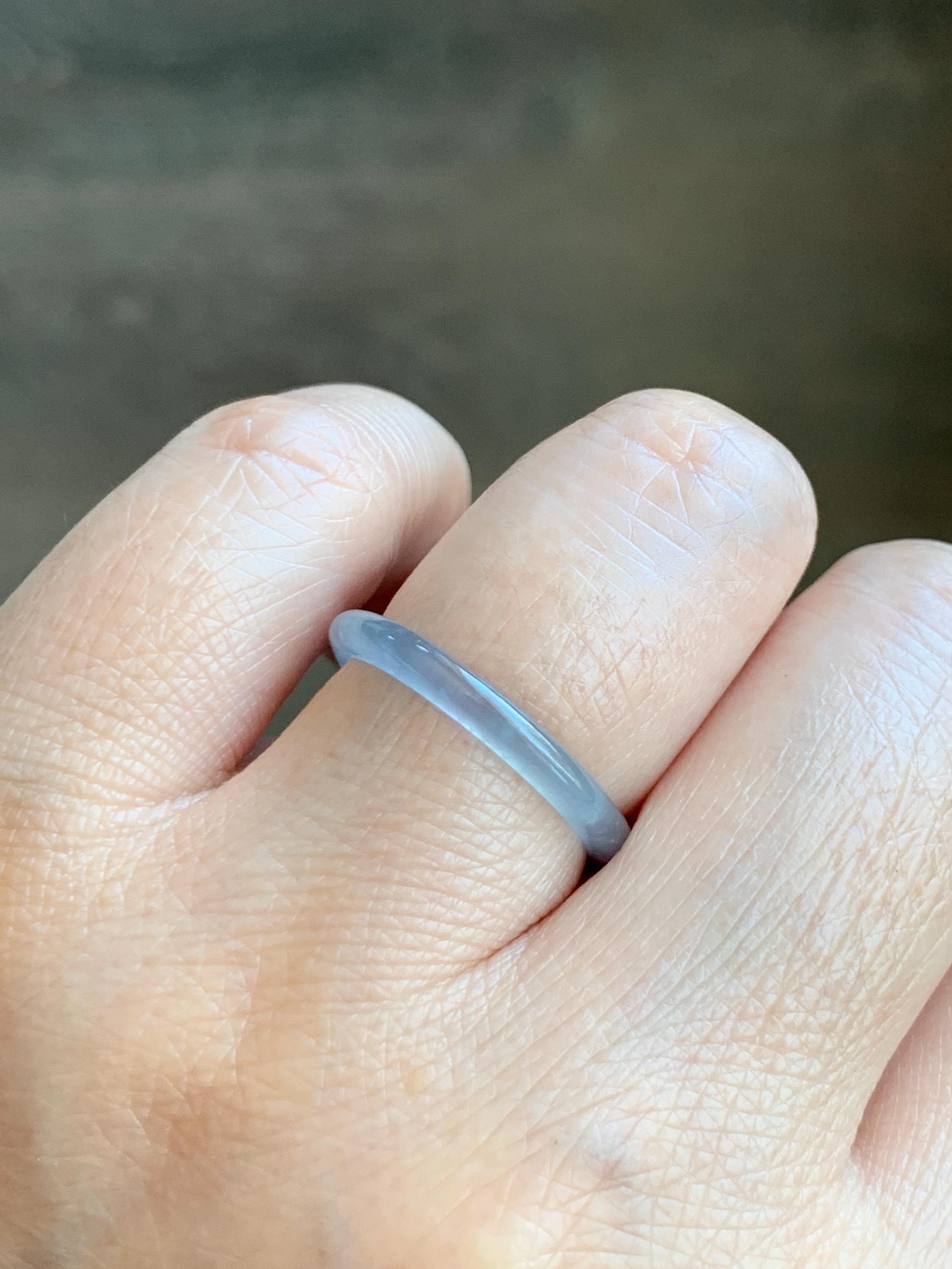 Natural Grade A Guatemalan Icy Highly Translucent Pastel Blue Jade Jadeite Band Ring Size 7.25 US 天然冰危起光浅蓝翡翠戒圈 LBW210A
