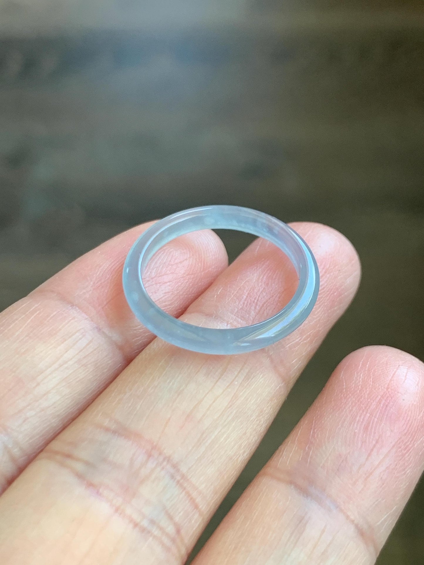 Natural Grade A Guatemalan Icy Highly Translucent Pastel Blue Jade Jadeite Band Ring Size 7.25 US 天然冰危起光浅蓝翡翠戒圈 LBW210A