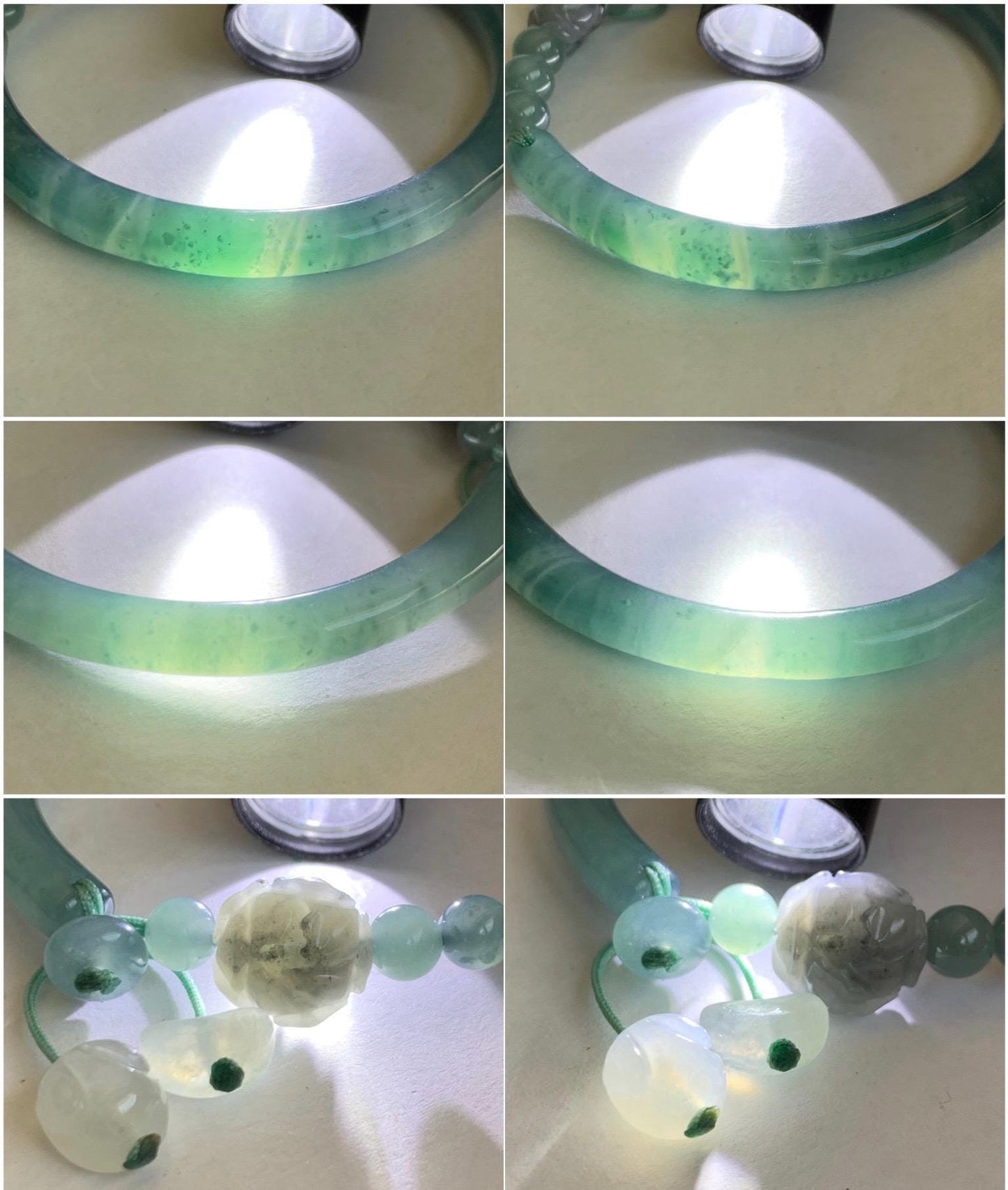 Natural Grade A Guatemalan Icy Highly Translucent Light Blue Jade Jadeite Open Bangle Bracelet Ruyi Lock Charms 54mm 18g 天然冰胶危浅蓝翡翠半镯 WTL397
