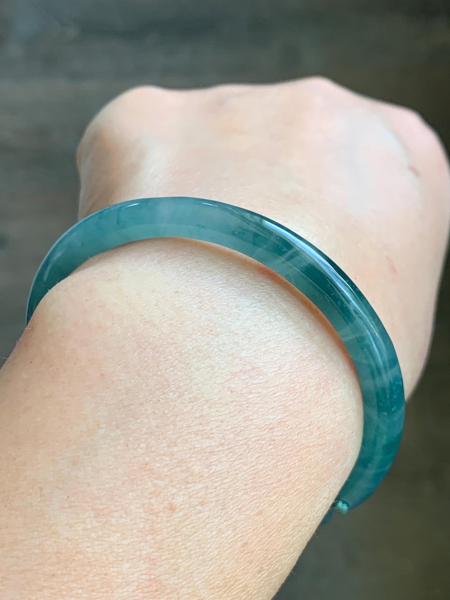 Natural Grade A Guatemalan Icy Highly Translucent Light Blue Jade Jadeite Open Bangle Bracelet Ruyi Lock Charms 54mm 18g 天然冰胶危浅蓝翡翠半镯 WTL397