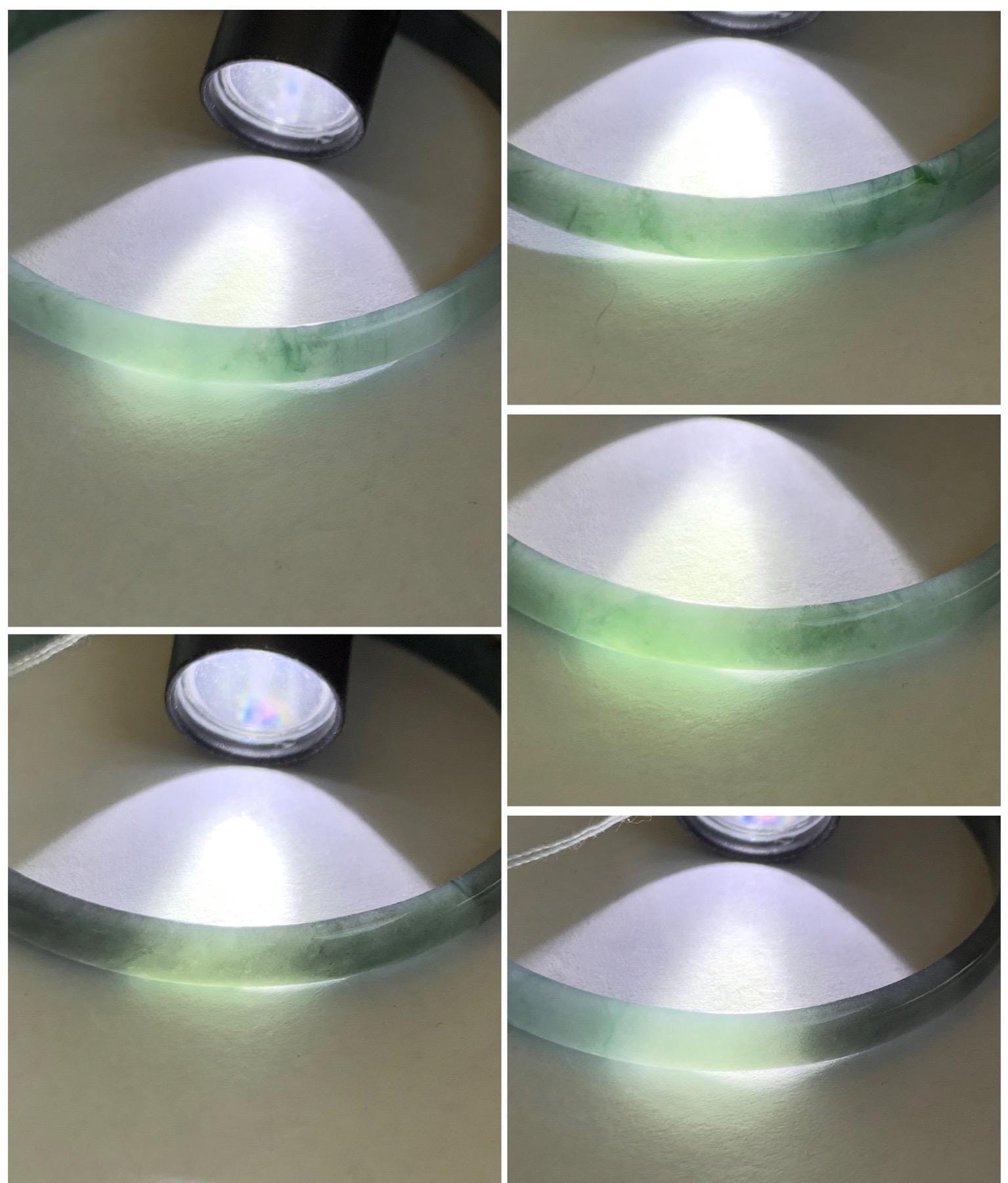 Certified Natural Grade A Guatemalan Icy Translucent Dusty Teal Blue Wuji Marbled Jadeite Slim Bangle Bracelet 52mm 6.72g 天然冰危蓝乌鸡细款翡翠手镯 7097