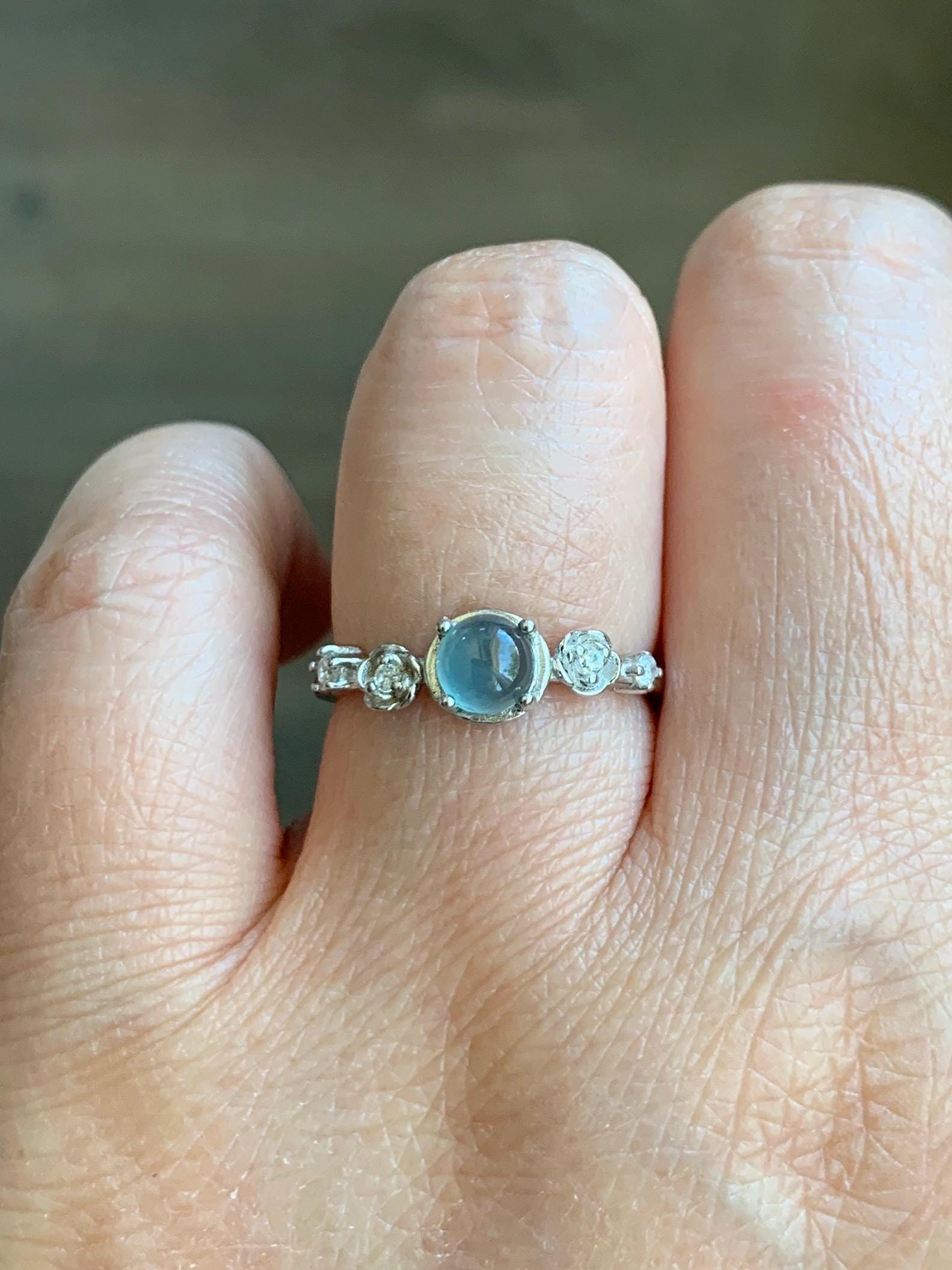 Natural Grade A Guatemalan Icy Highly Translucent Pastel Blue Jadeite Bypass Ring Sterling Silver Size 7 Adjustable 天然冰危淡蓝翡翠开口银镶戒指 MWL150B