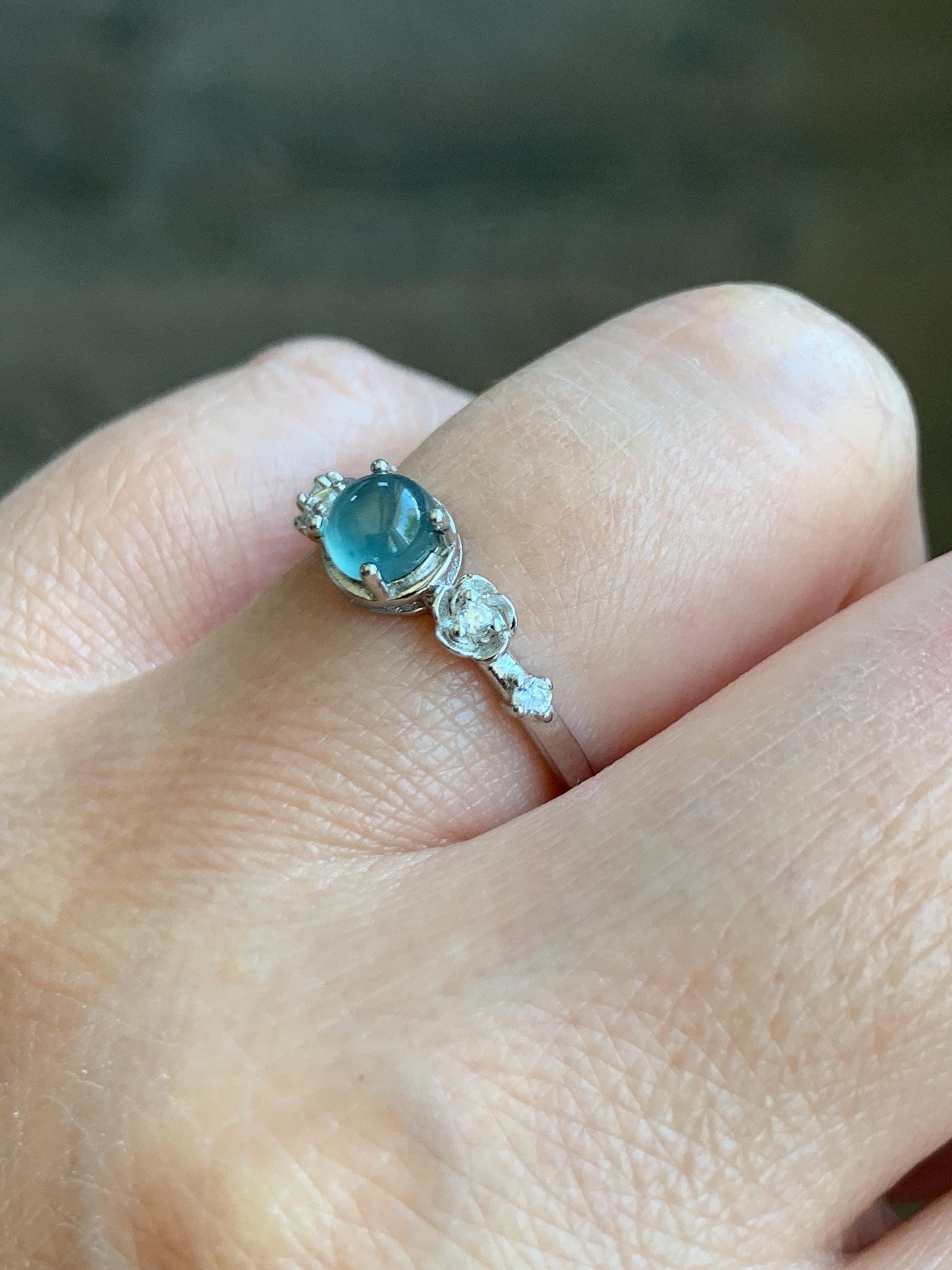 Natural Grade A Guatemalan Icy Highly Translucent Pastel Blue Jadeite Bypass Ring Sterling Silver Size 7 Adjustable 天然冰危淡蓝翡翠开口银镶戒指 MWL150B