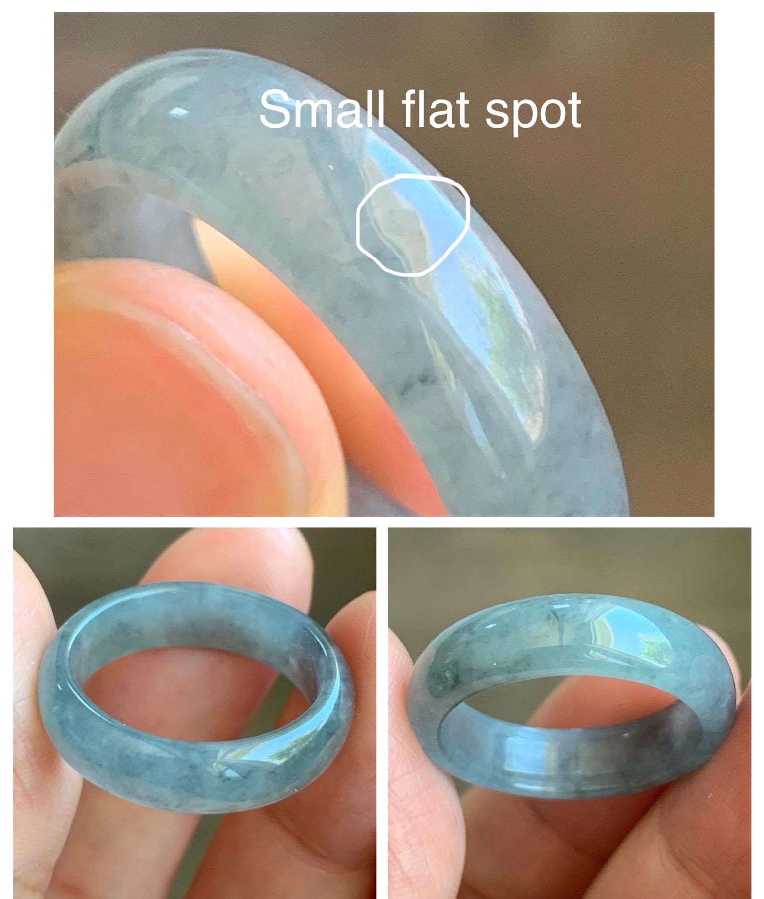 Natural Grade A Guatemalan Icy Translucent Gelatinous Wuji Jade Jadeite Band Ring Size 9.25 US 天然冰胶危乌鸡翡翠戒圈 WWJ150F