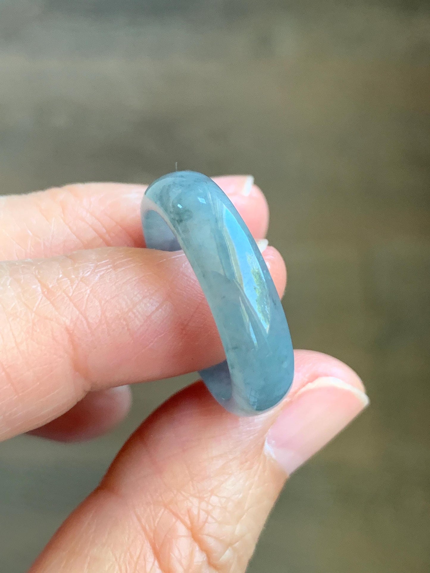 Natural Grade A Guatemalan Icy Translucent Gelatinous Wuji Jade Jadeite Band Ring Size 9.25 US 天然冰胶危乌鸡翡翠戒圈 WWJ150F