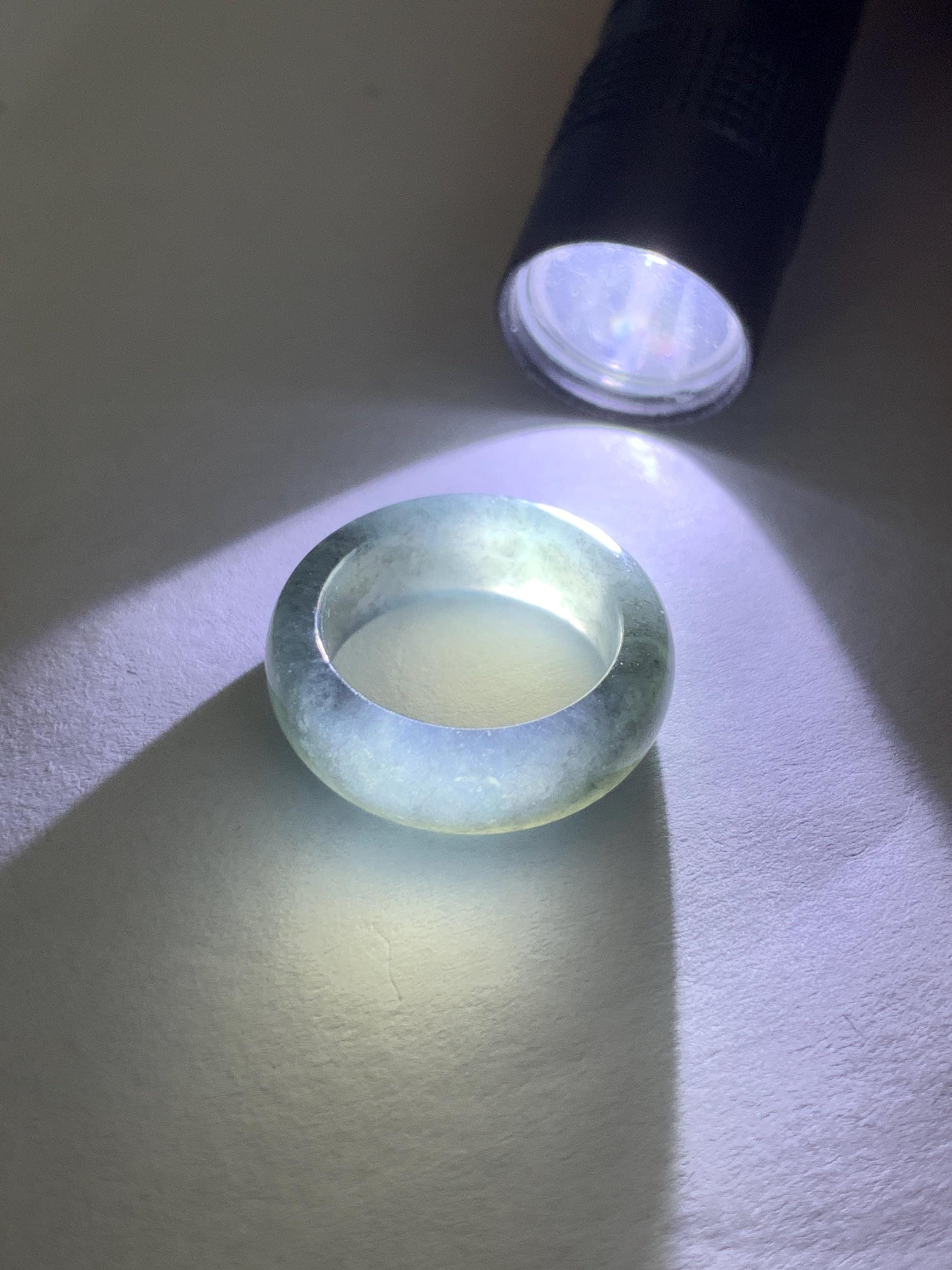 Natural Grade A Guatemalan Icy Translucent Gelatinous Dark Wuji Jade Jadeite Band Ring Size 2.75 US 天然冰胶危乌鸡翡翠戒圈 WWJ150B