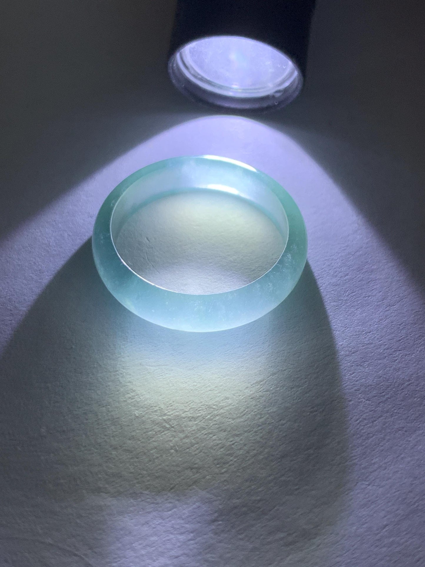Natural Grade A Guatemalan Premium Icy Highly Translucent Pastel Teal Blue Jade Jadeite Band Ring Size 6.5 US 天然冰危蓝绿起冰起光翡翠戒圈 WLU44-1