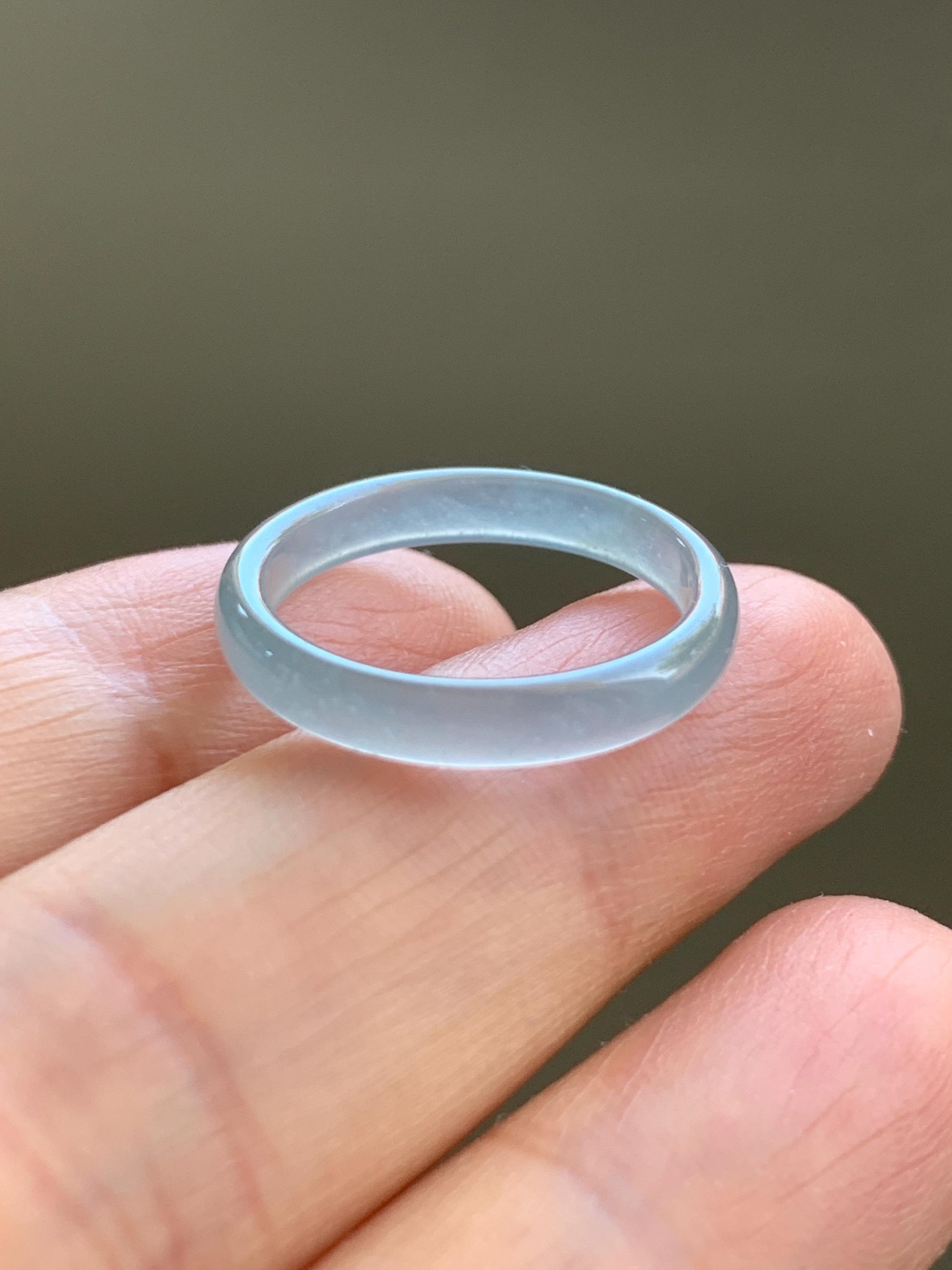 Natural Grade A Guatemalan Premium Icy Highly Translucent Pastel Teal Blue Jade Jadeite Band Ring Size 6.5 US 天然冰危蓝绿起冰起光翡翠戒圈 XQL44A