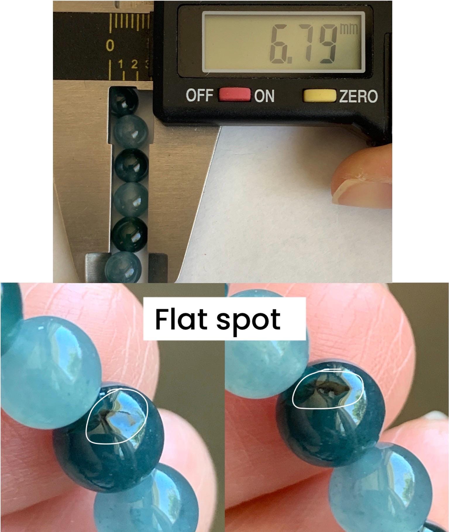 Natural Grade A Guatemalan Icy Highly Translucent Light Teal Blue Dark Teal Green Jadeite Beaded Bracelet 6.8mm 6.75” 14g 天然冰危蓝水多宝翡翠手串 LDB88